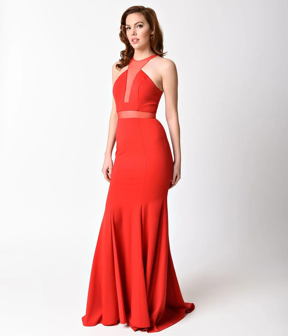 Ladivine by Cinderella Divine Red Sexy Mermaid Cut Out Dress sold by Unique Vintage product image thumbnail 2