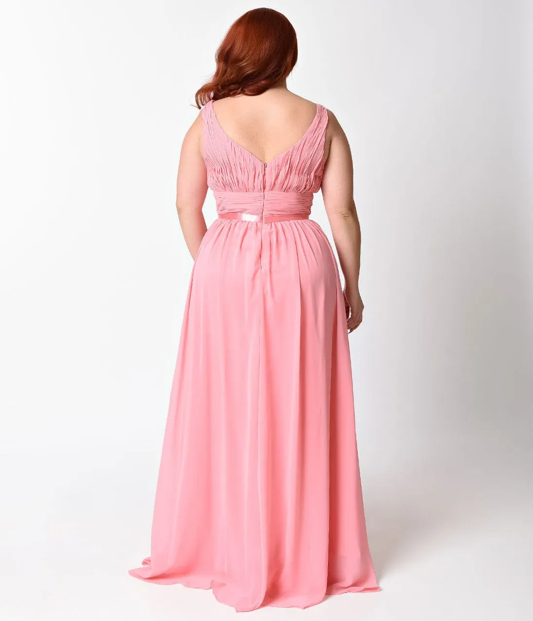 Ladivine by Cinderella Divine Plus Size Rose Sexy Sleeveless Chiffon Long Dress sold by Unique Vintage product image thumbnail 3