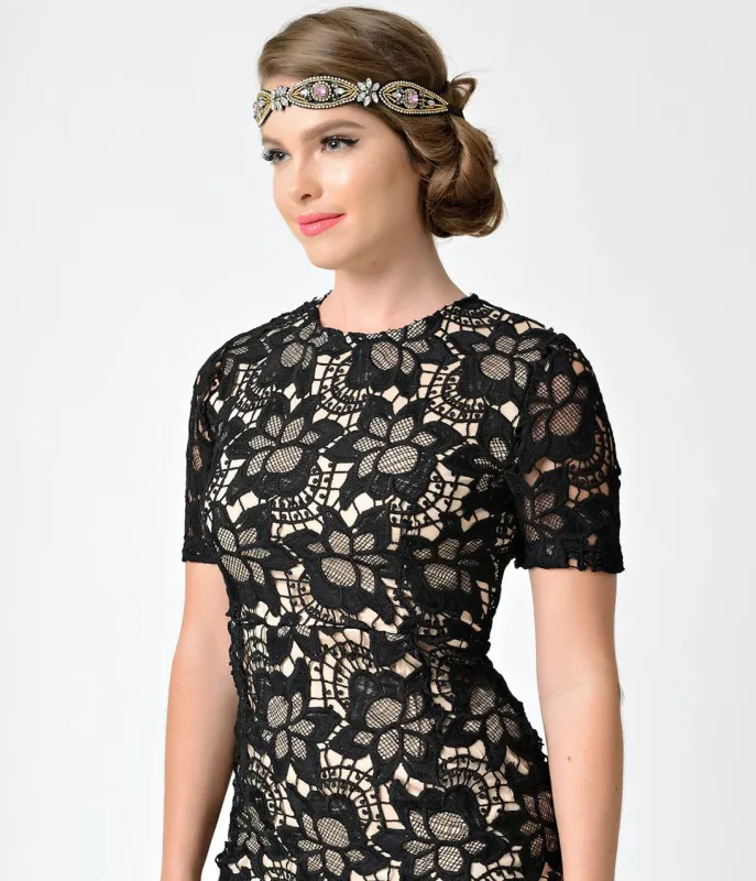 Unique Vintage Black, Silver, & Purple Crystal Rhinestone Headband sold by Unique Vintage