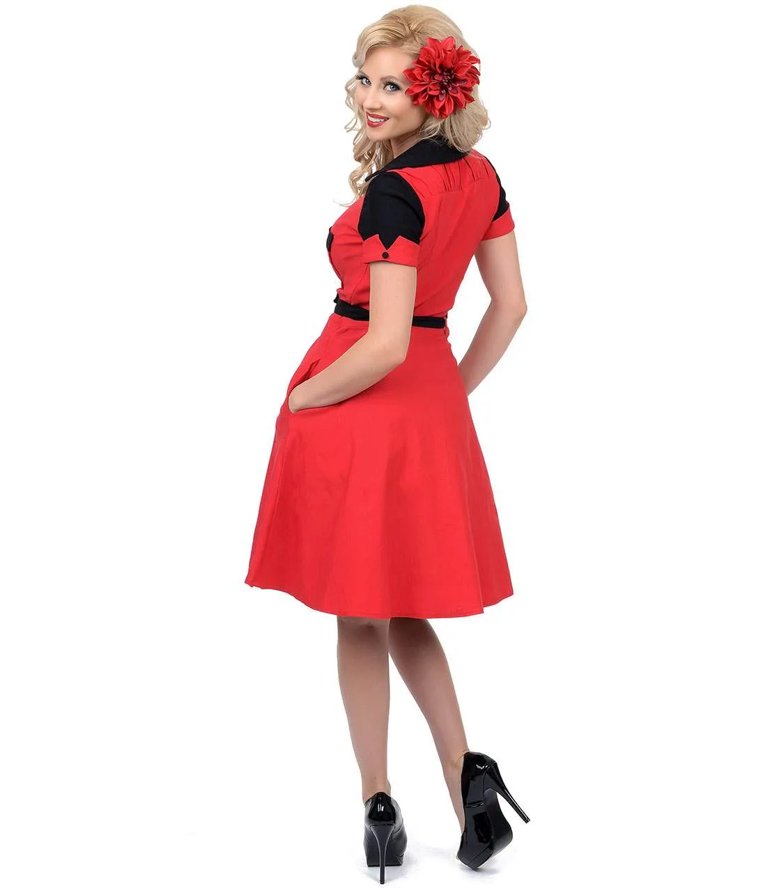 Unique Vintage Red & Black Five & Dine Swing Dress sold by Unique Vintage product image thumbnail 4