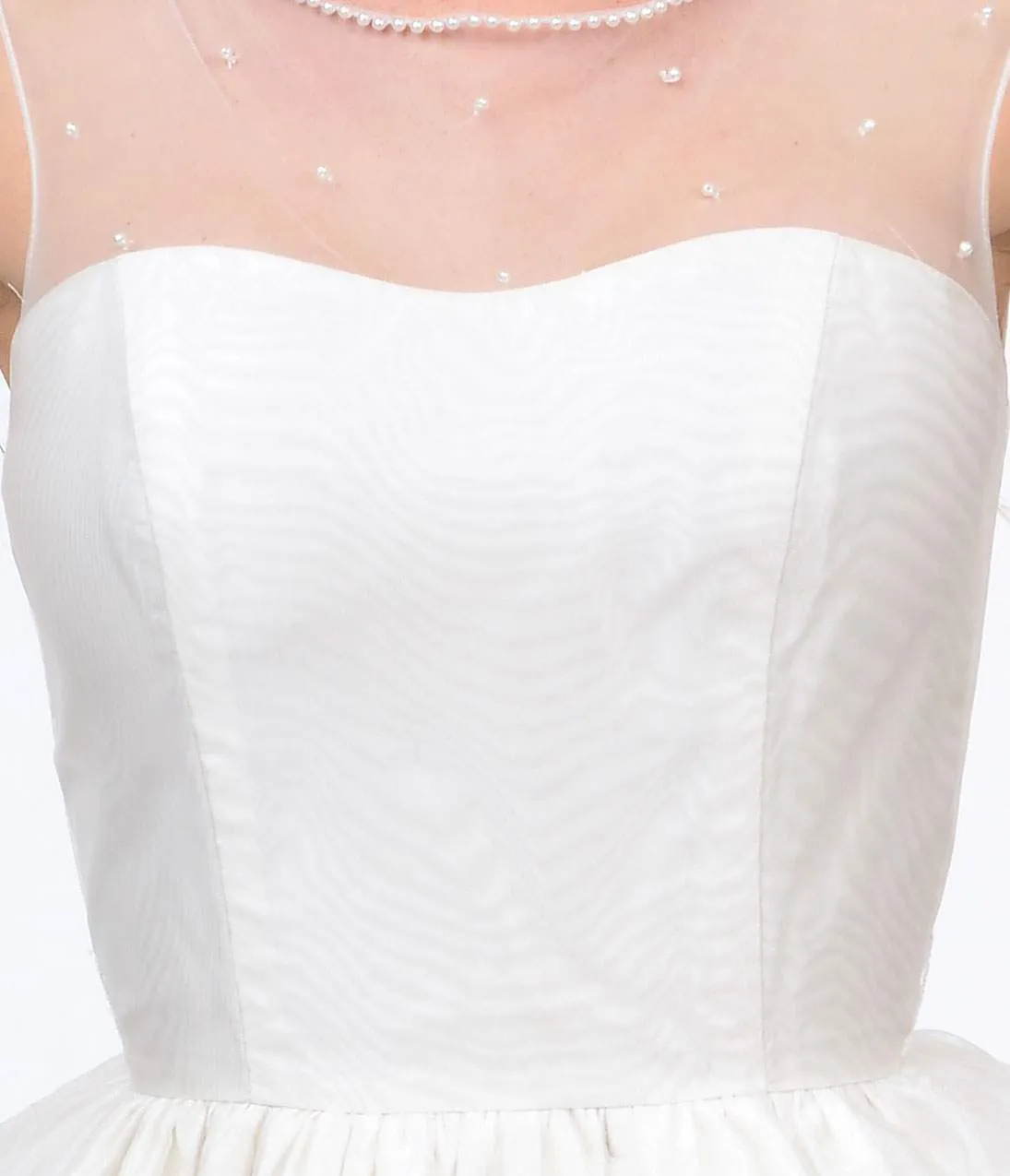 Unique Vintage 1950s Style Pearl Illusion Belle Wedding Dress sold by Unique Vintage product image thumbnail 2
