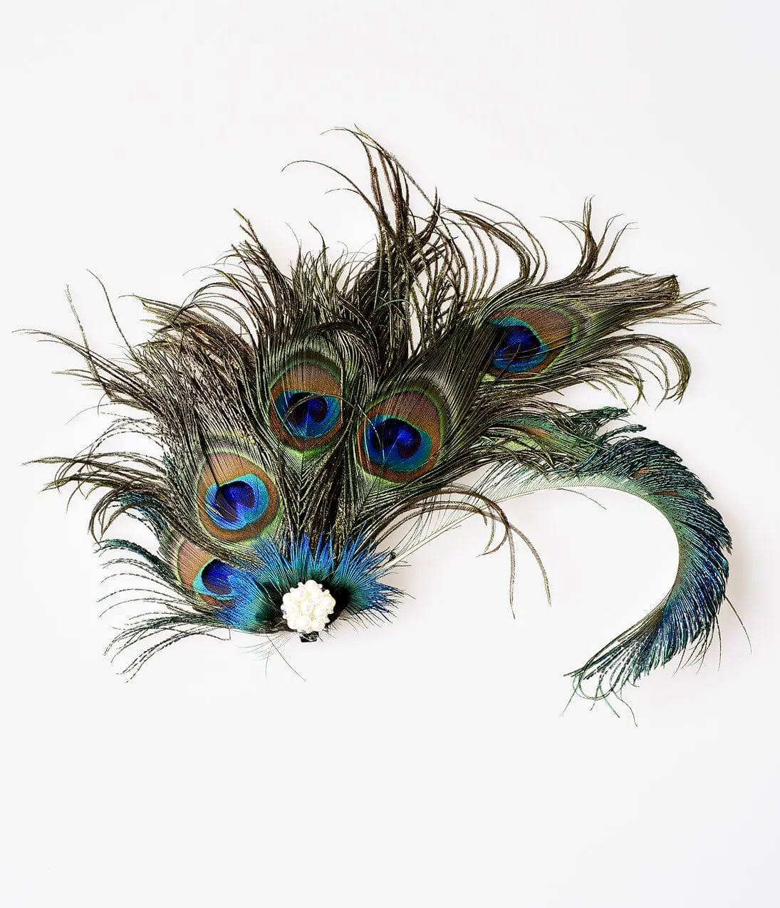 Unique Vintage Peacock Feather & Ivory Pearl Hair Clip sold by Unique Vintage product image thumbnail 2