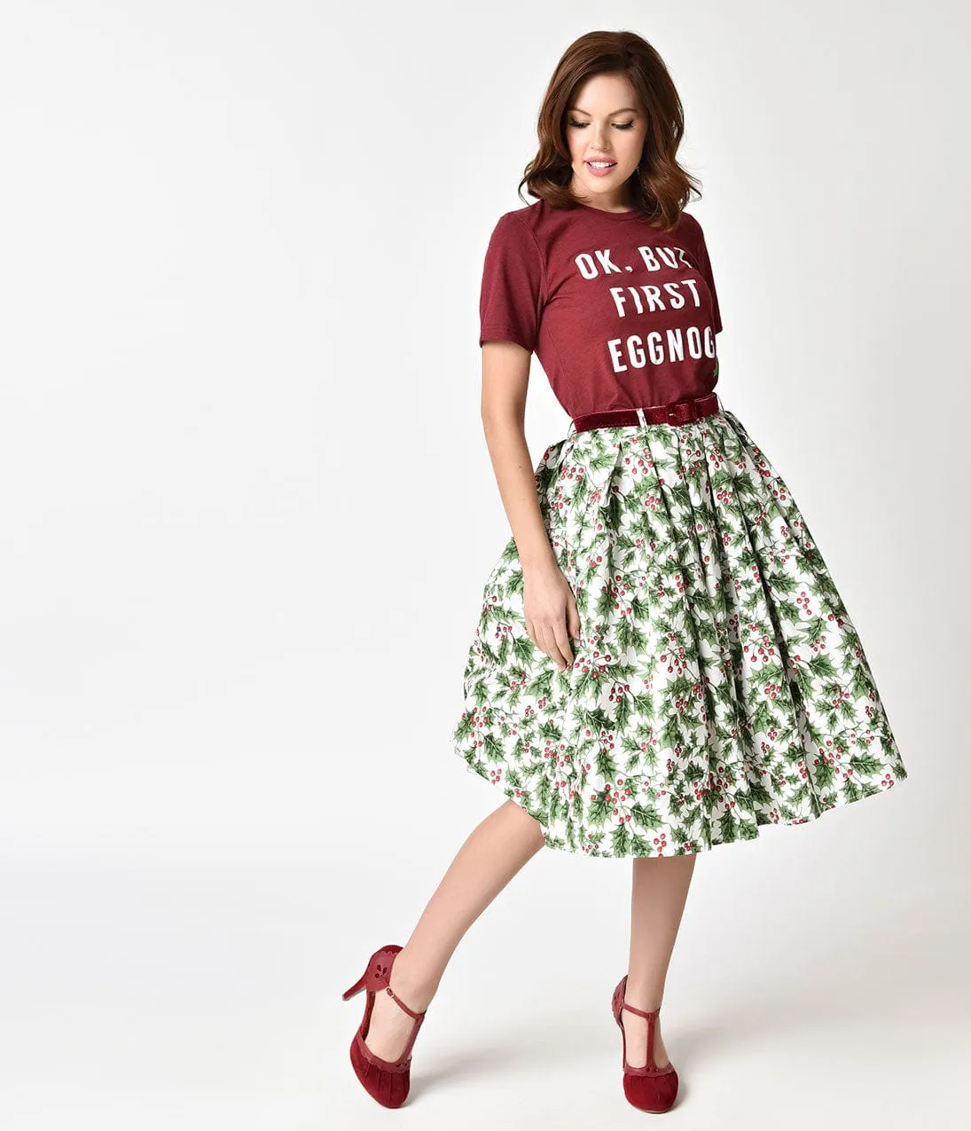 Unique Vintage Burgundy But First Eggnog Short Sleeve Unisex Tee sold by Unique Vintage product image thumbnail 4