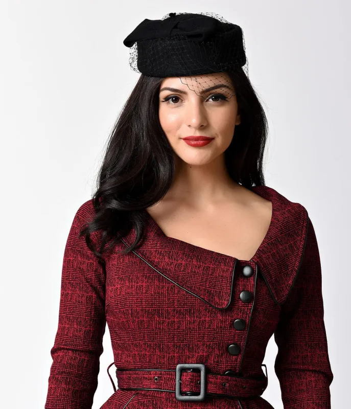 Unique Vintage Black Netted Bow Pill Box Hat sold by Unique Vintage