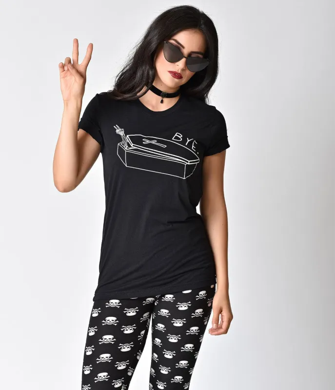 Unique Vintage Black Knit Bye Coffin Short Sleeve Unisex Tee made by Unique Vintage
