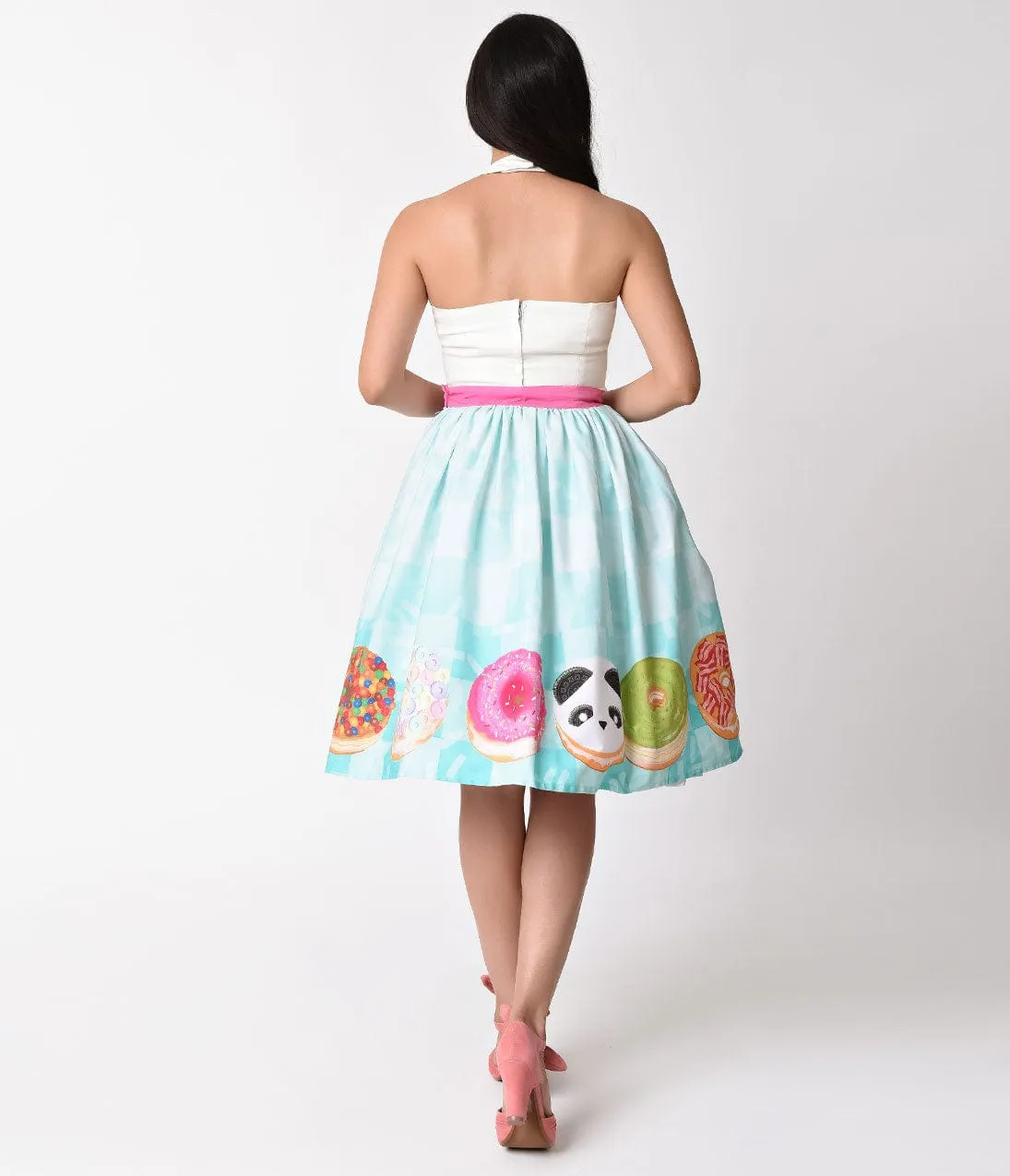Unique Vintage 1950s Style California Donuts High Waist Swing Skirt sold by Unique Vintage product image thumbnail 3