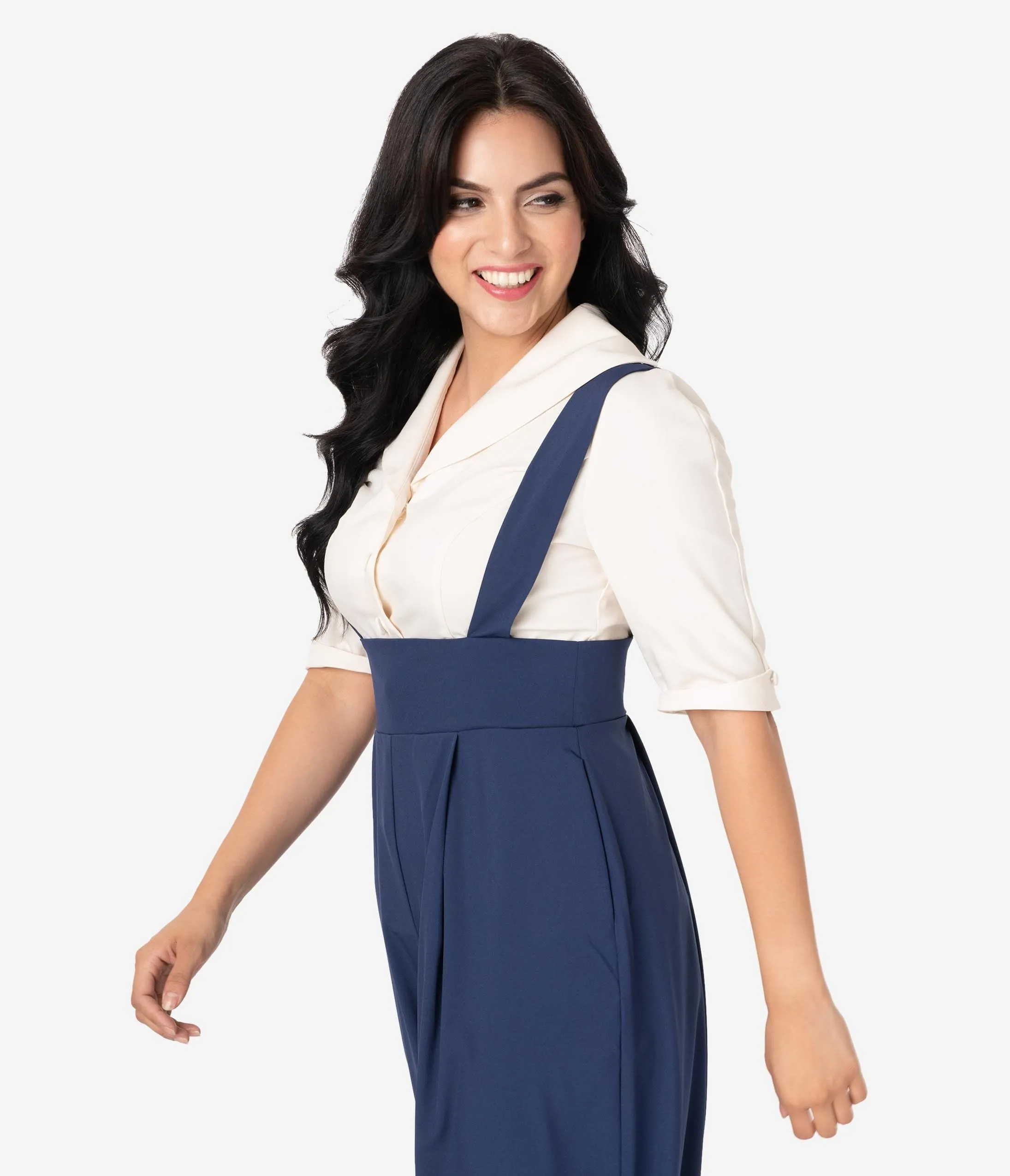 Unique Vintage 1940s Style Cream Button Up Short Sleeve Coco Top sold by Unique Vintage product image thumbnail 3