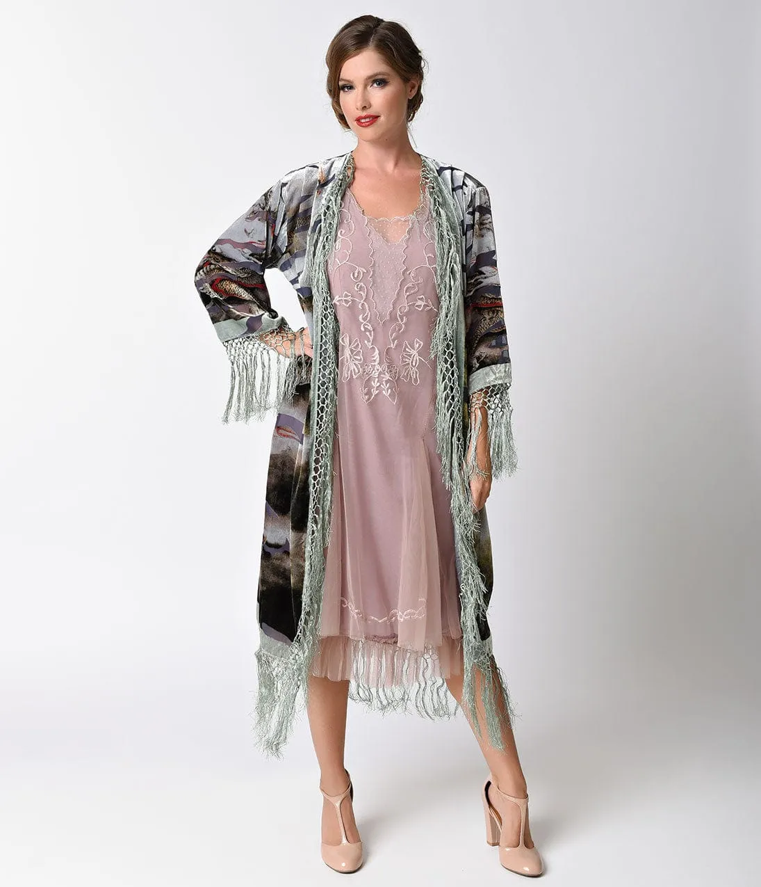 Vintage Style Multicolor Animal Print Velvet Burnout Long Jacket sold by Unique Vintage product image thumbnail 5