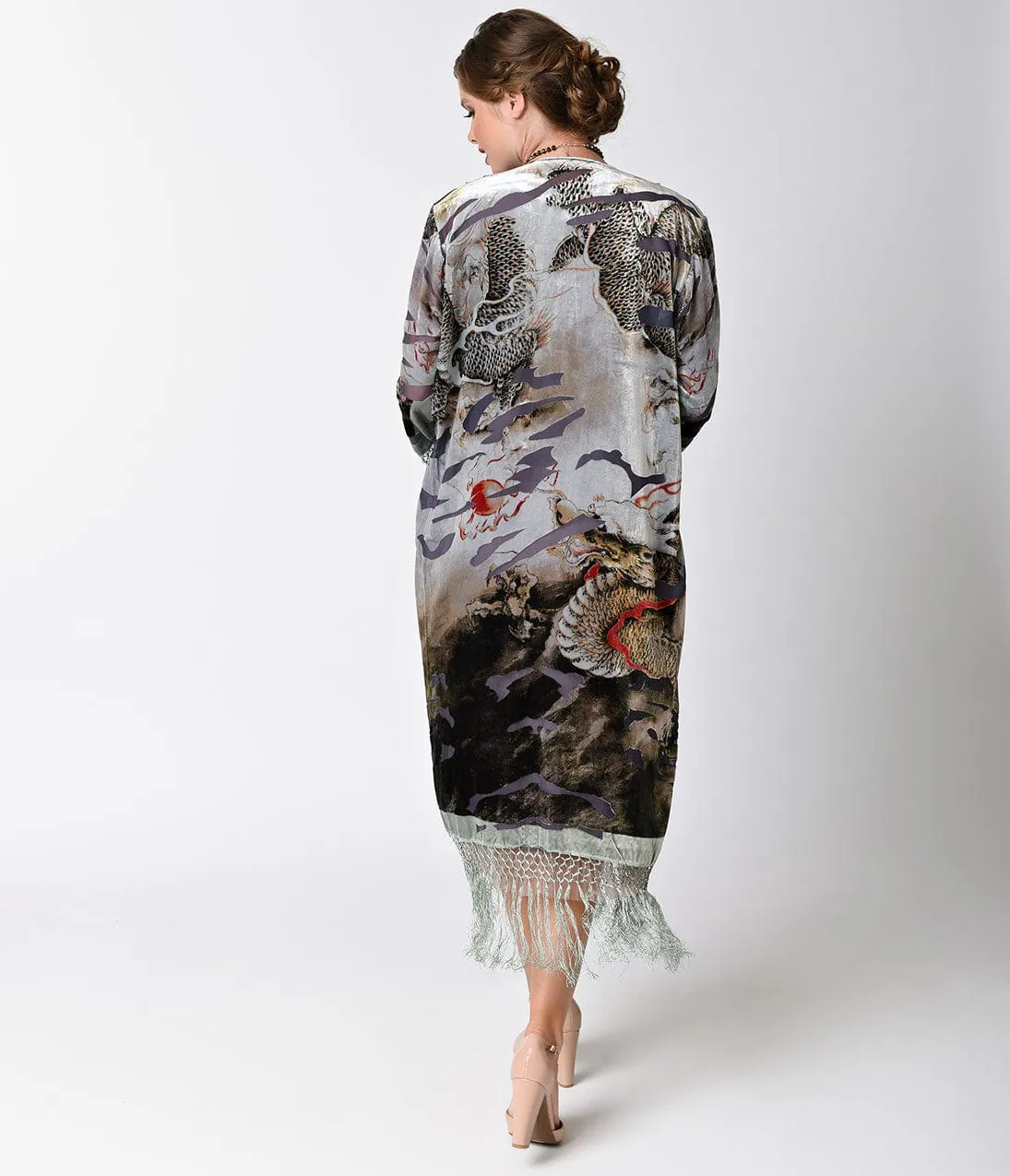 Vintage Style Multicolor Animal Print Velvet Burnout Long Jacket sold by Unique Vintage product image thumbnail 2