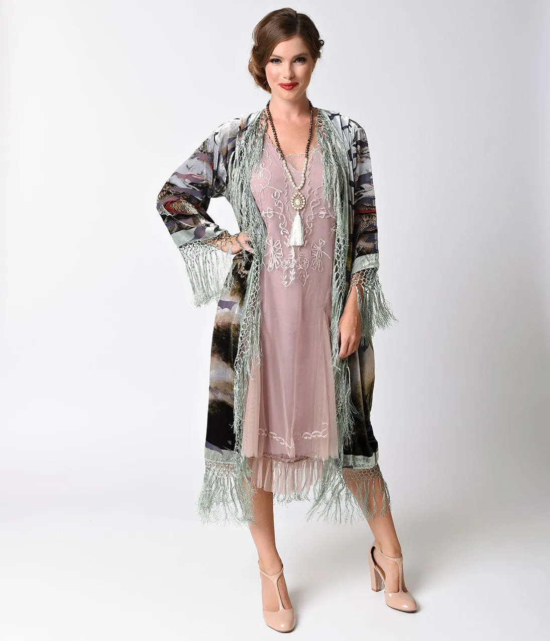 Vintage Style Multicolor Animal Print Velvet Burnout Long Jacket sold by Unique Vintage product image thumbnail 4