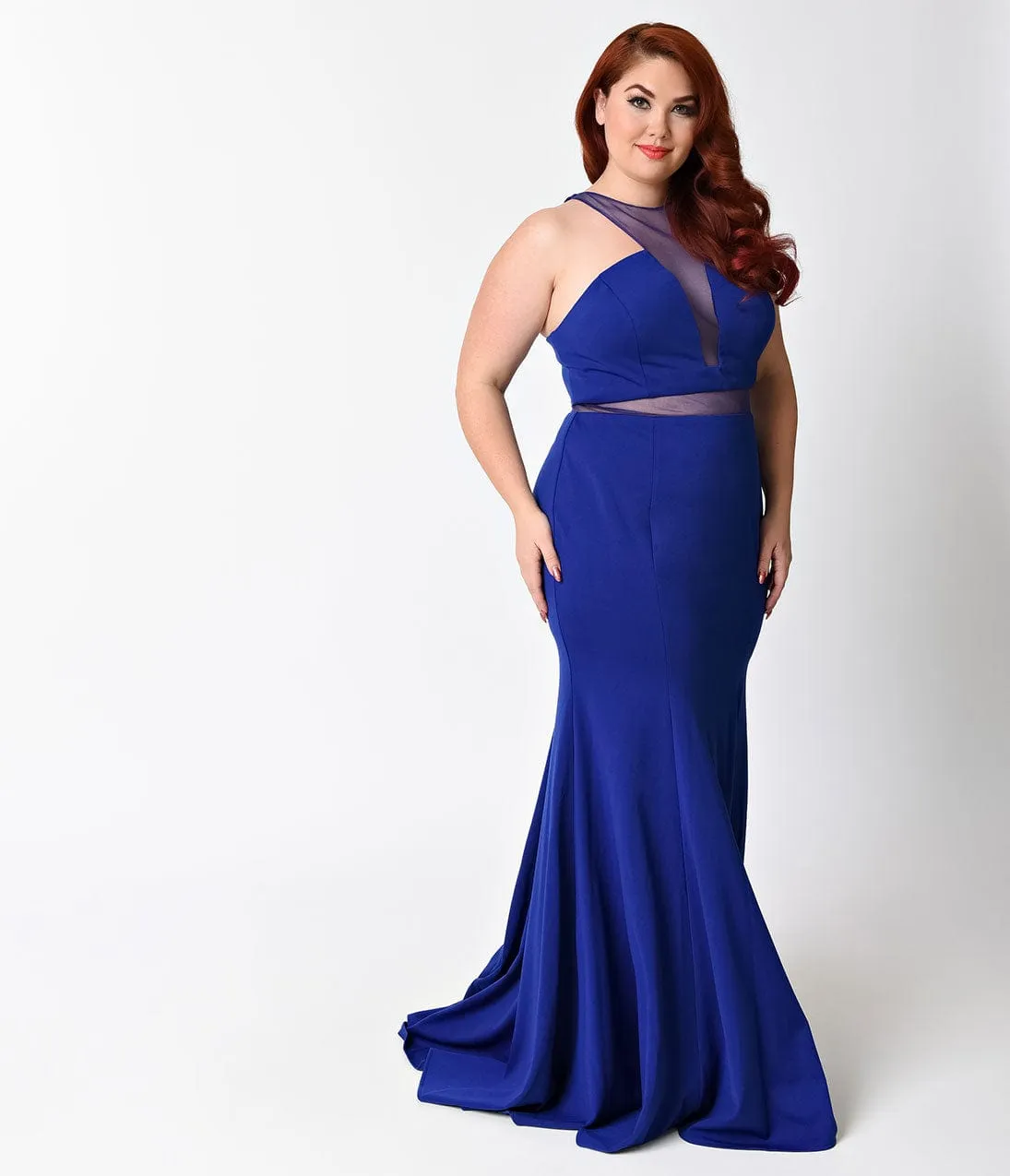 Ladivine by Cinderella Divine Plus Size Royal Blue Sexy Mermaid Cut Out Dress sold by Unique Vintage product image thumbnail 3