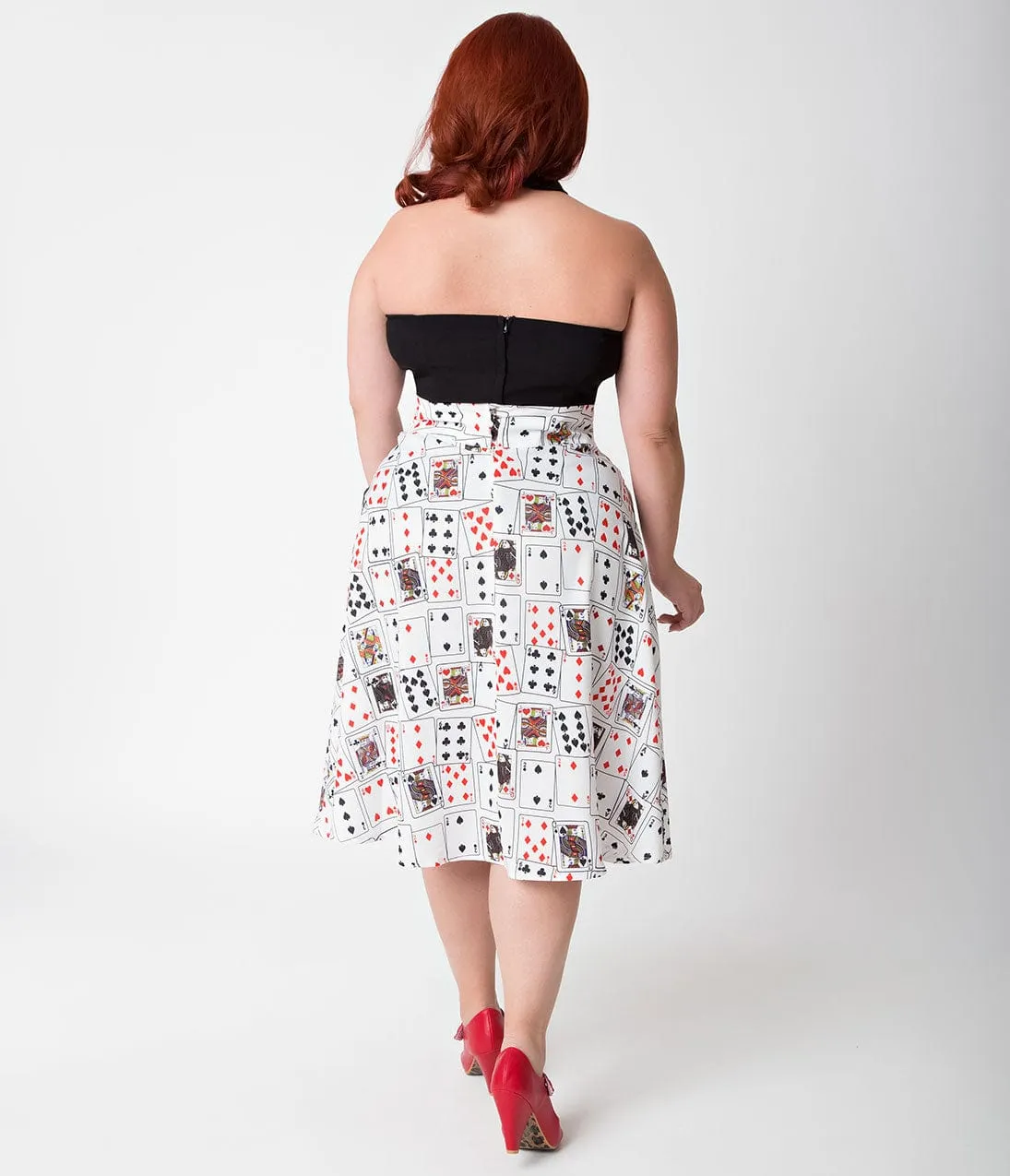 Unique Vintage Plus Size 1950s White & Playing Cards Vivien Swing Skirt sold by Unique Vintage product image thumbnail 2