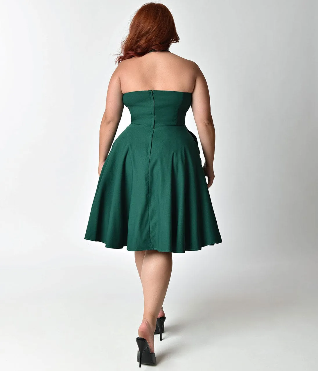 Unique Vintage Plus Size Emerald Green Cross Halter Rita Flare Dress sold by Unique Vintage product image thumbnail 2