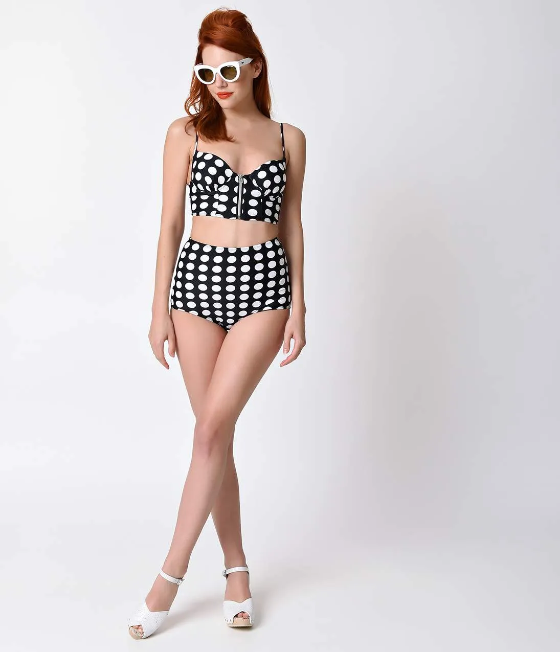 Black & White Polka Dot Two Piece Bikini Set sold by Unique Vintage product image thumbnail 4