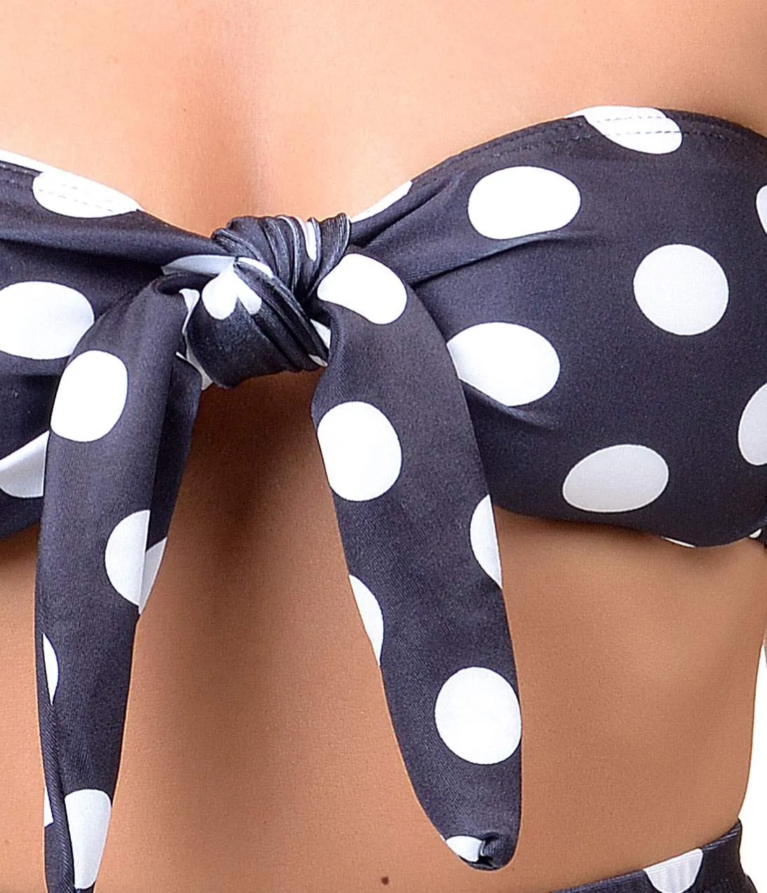 Vintage Style Black & White Polka Dot High Waist Bandeau Bikini sold by Unique Vintage product image thumbnail 3