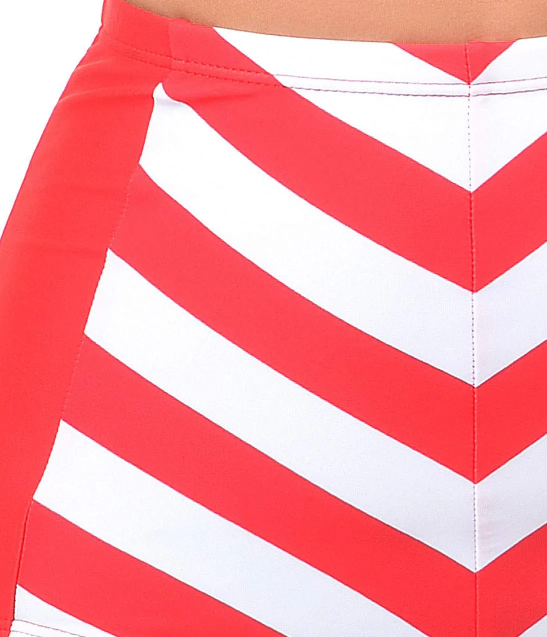 Pin Up Style Red & White Chevron Stripe High Waist Halter Swimsuit sold by Unique Vintage product image thumbnail 4