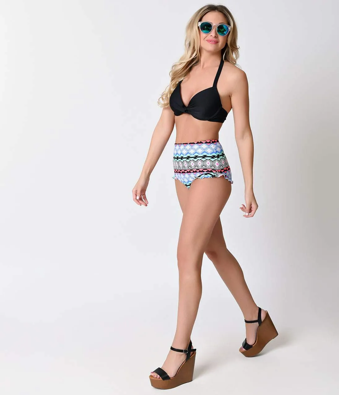 Vintage Pin-Up Style Black Halter Underwire Swim Top sold by Unique Vintage product image thumbnail 4