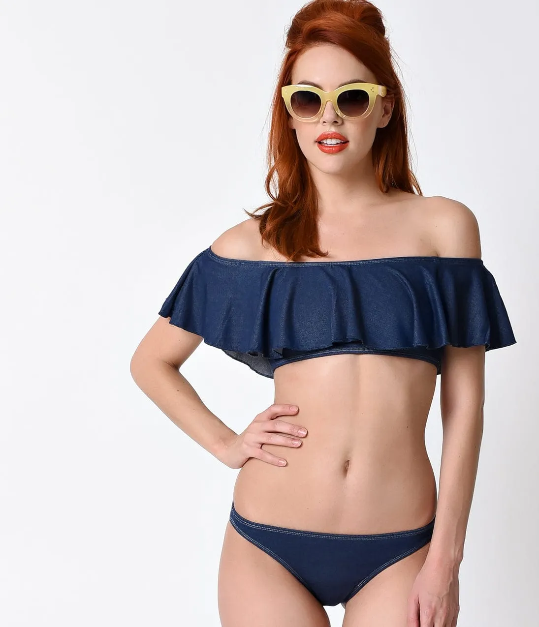 Retro Style Blue Denim Laverna Bikini Swim Bottom! sold by Unique Vintage product image thumbnail 4
