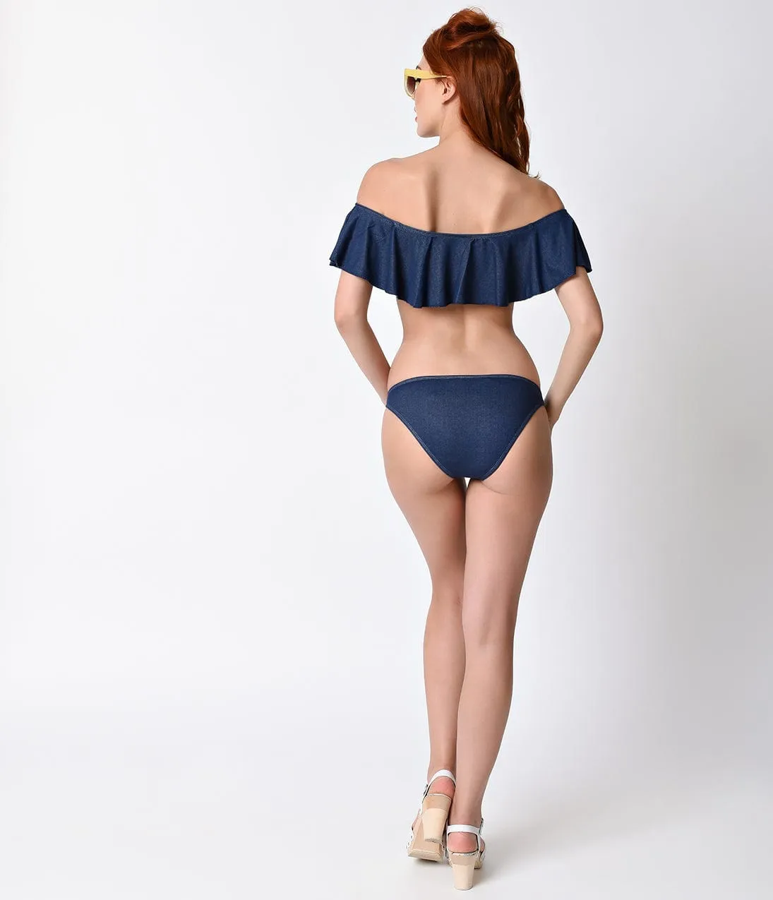 Retro Style Blue Denim Laverna Bikini Swim Bottom! sold by Unique Vintage product image thumbnail 2