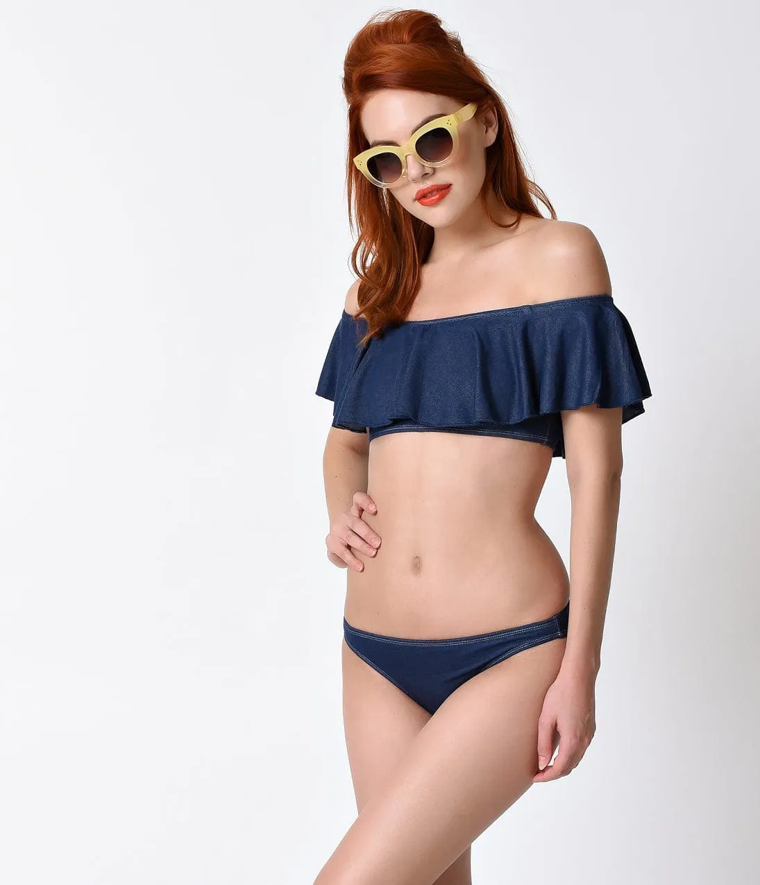 Retro Style Blue Denim Laverna Bikini Swim Bottom! sold by Unique Vintage product image thumbnail 3