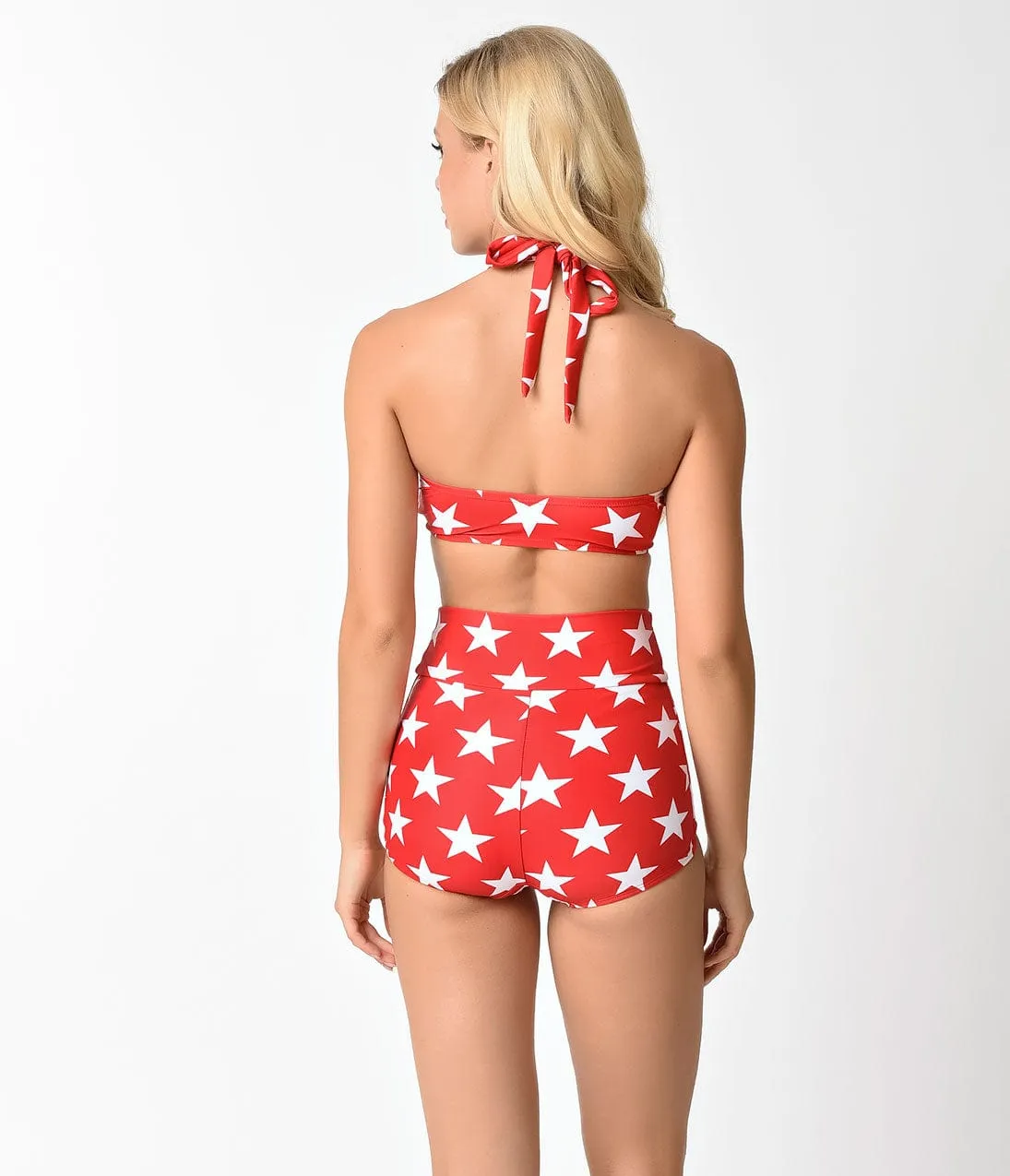 Retro Style Red & White Victorious High Waist Swim Bottoms sold by Unique Vintage product image thumbnail 4