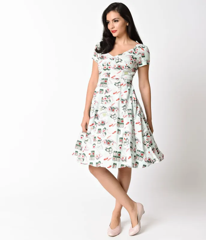 Unique Vintage Mint & Sushi Short Sleeve Phoebe Swing Dress made by Unique Vintage