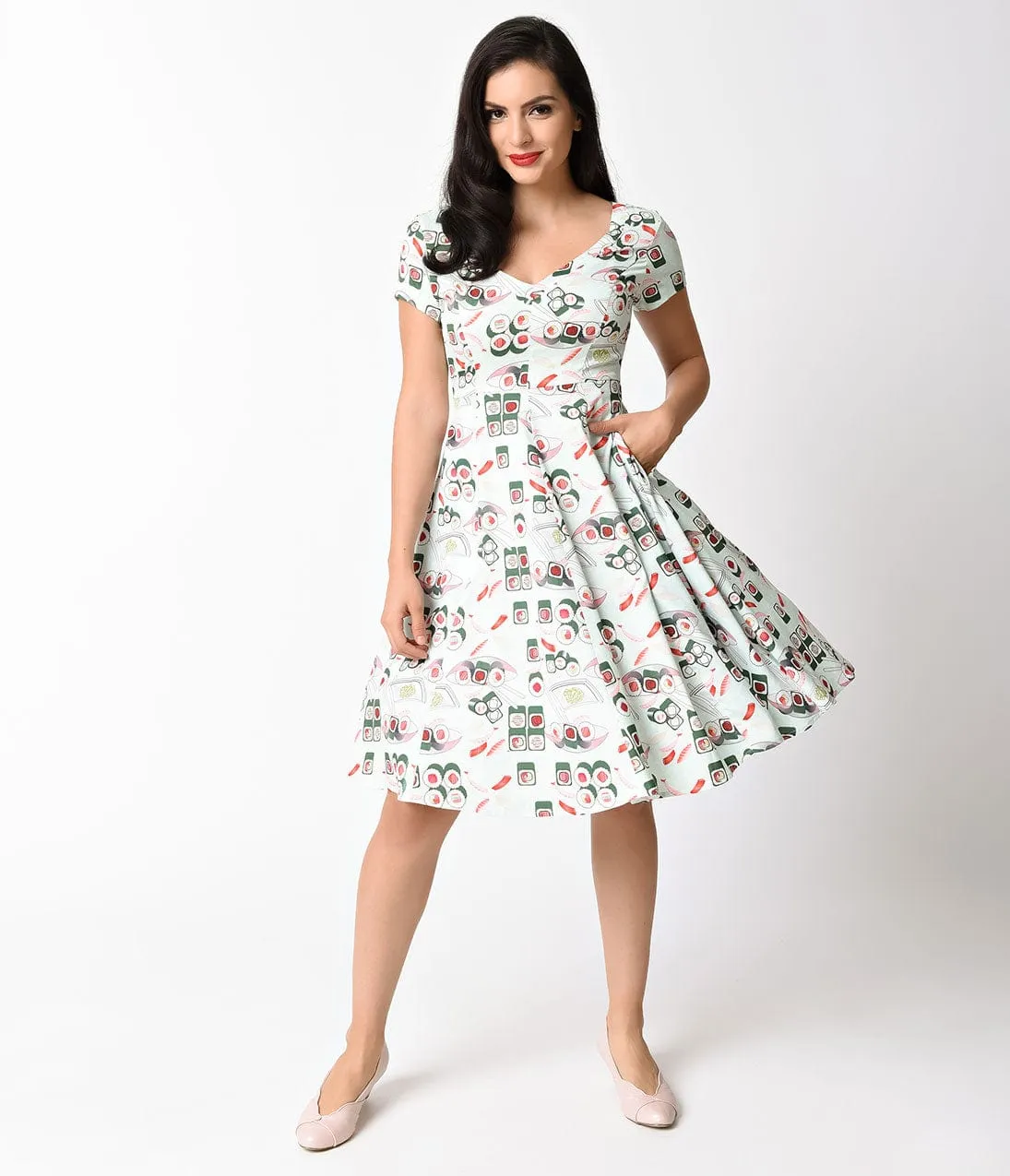 Unique Vintage Mint & Sushi Short Sleeve Phoebe Swing Dress sold by Unique Vintage product image thumbnail 5