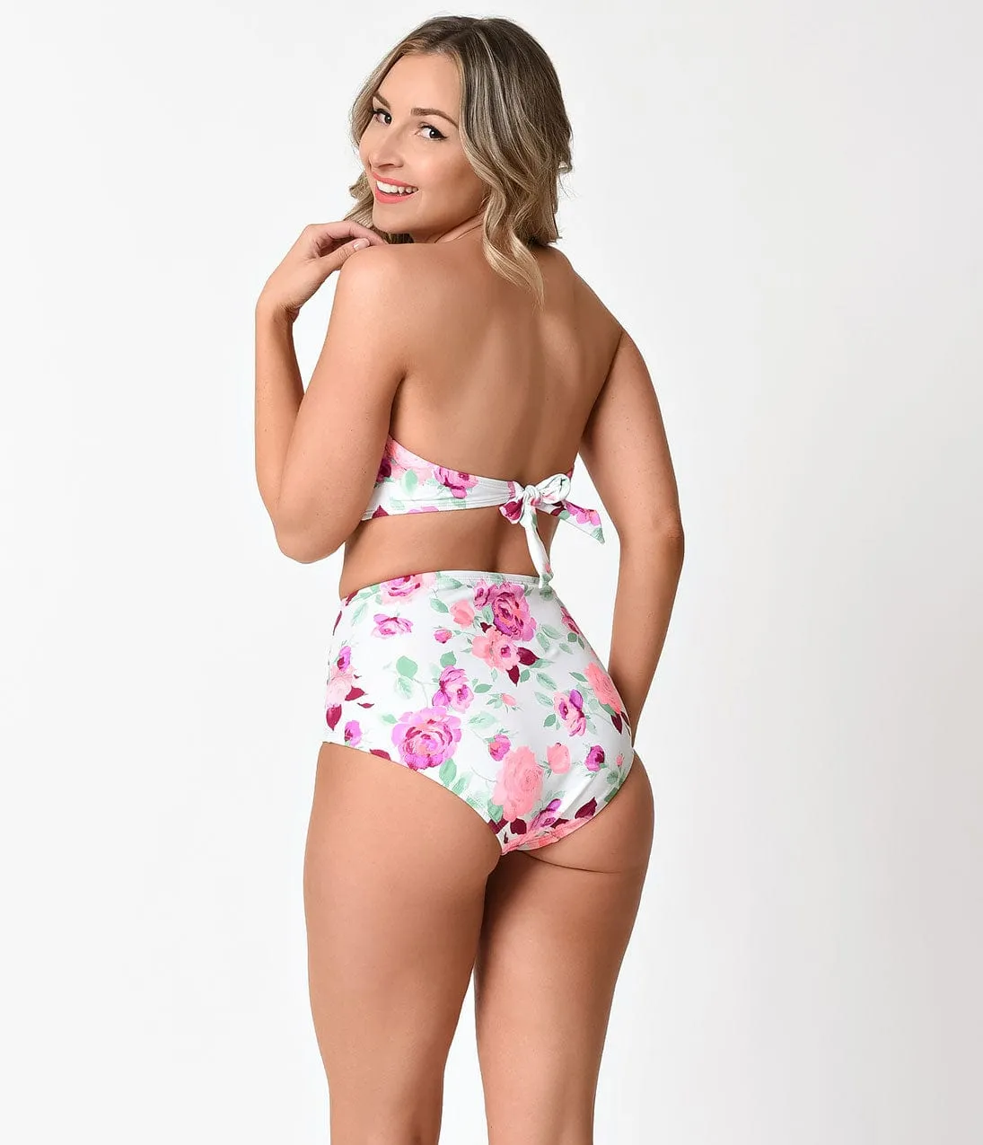 Betsey Johnson White & Prisoner Of Love Print Molded Swim Top sold by Unique Vintage product image thumbnail 3