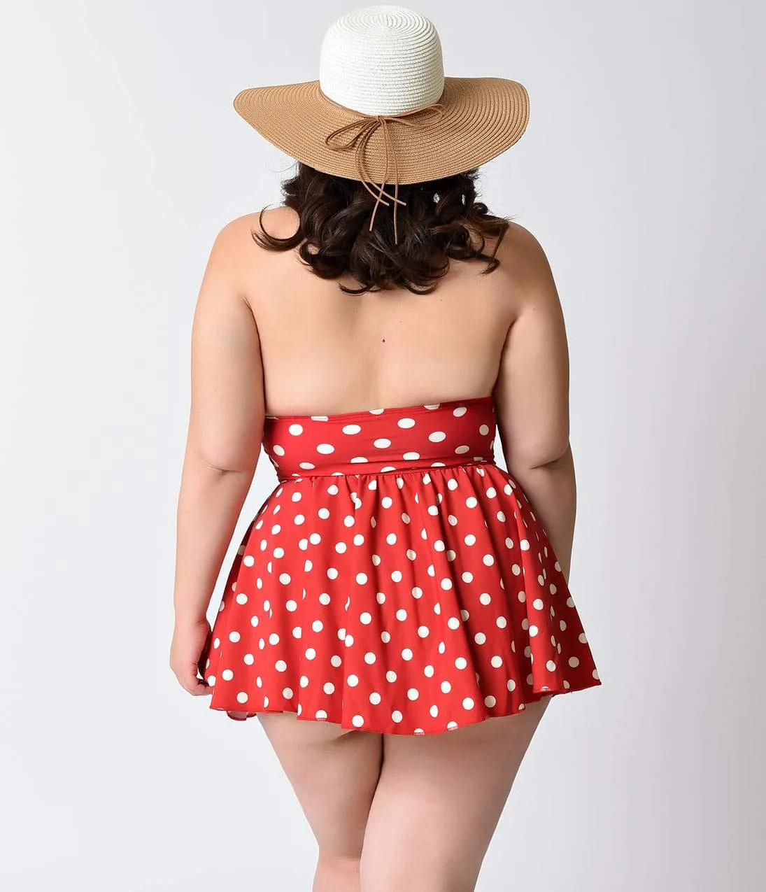 Plus Size Esther Williams Red & White Dot Marilyn Halter Swimdress sold by Unique Vintage product image thumbnail 2