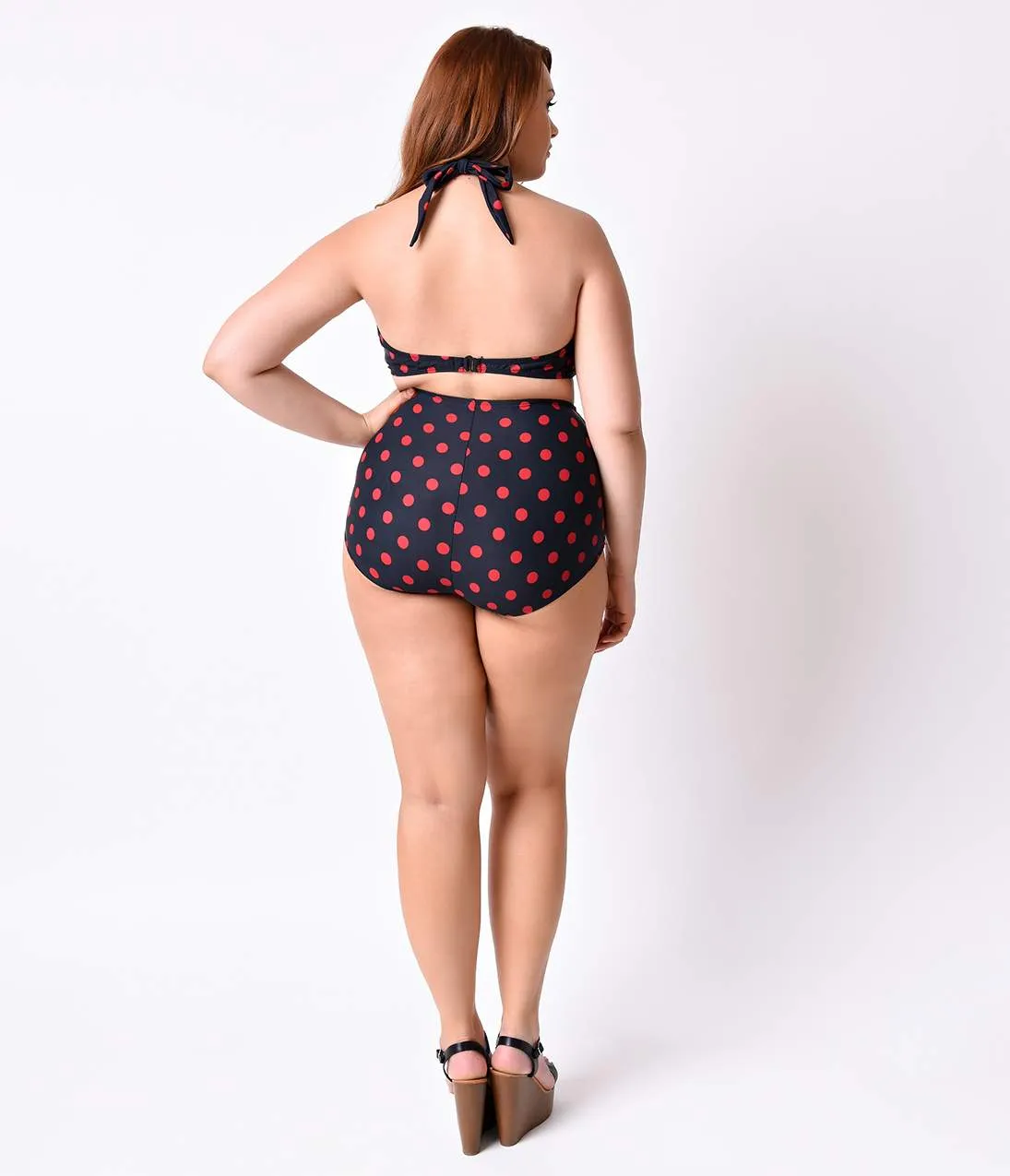 Esther Williams Plus Size Retro Black & Red Dot High Waist Swim Bottoms sold by Unique Vintage product image thumbnail 5