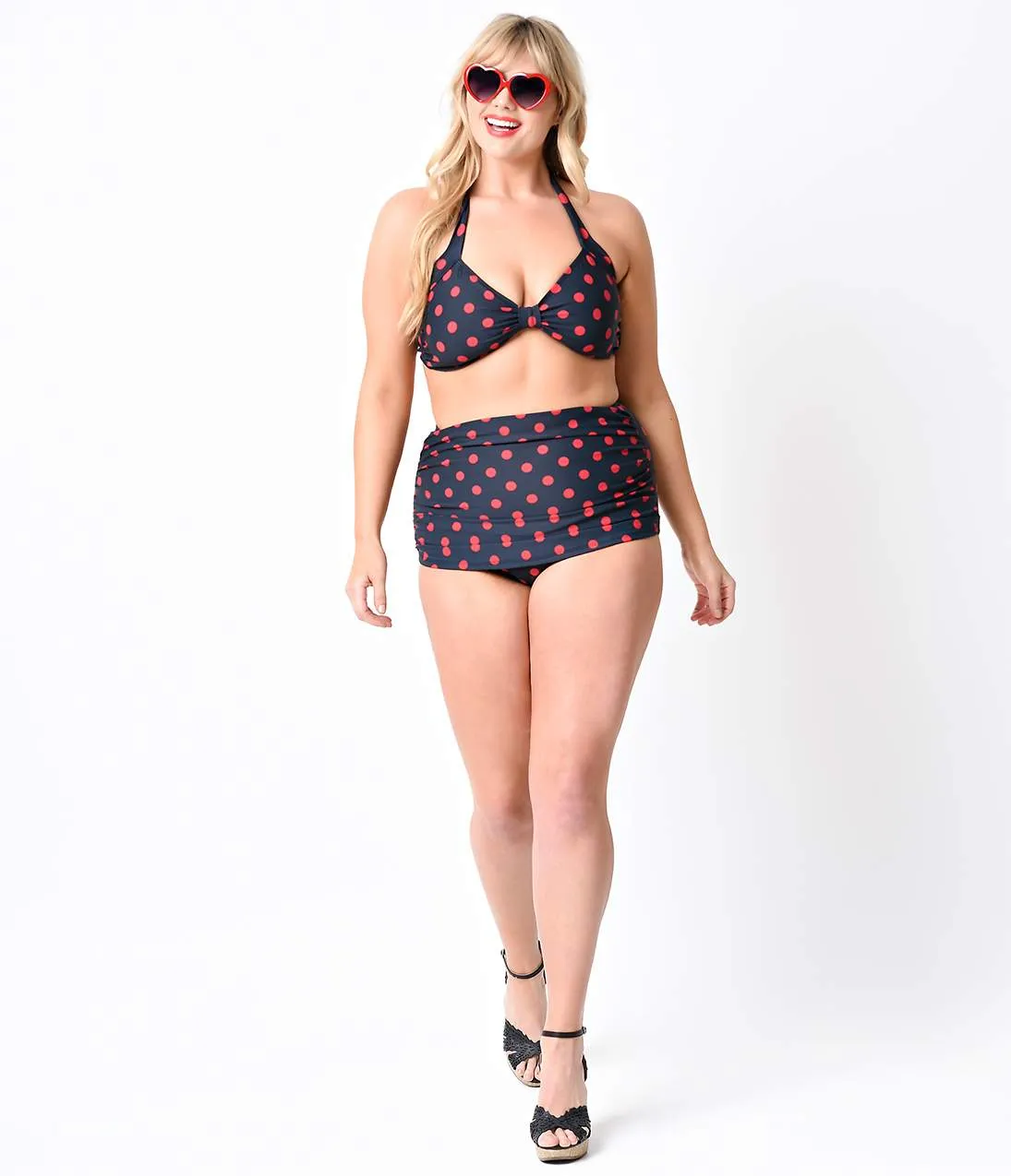 Esther Williams Plus Size Retro Black & Red Dot High Waist Swim Bottoms sold by Unique Vintage product image thumbnail 4