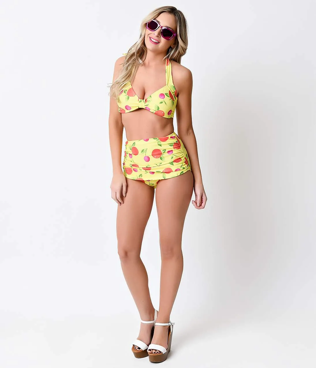 Esther Williams 1950s Yellow Delicious High Waist Retro Swim Bottoms sold by Unique Vintage product image thumbnail 2