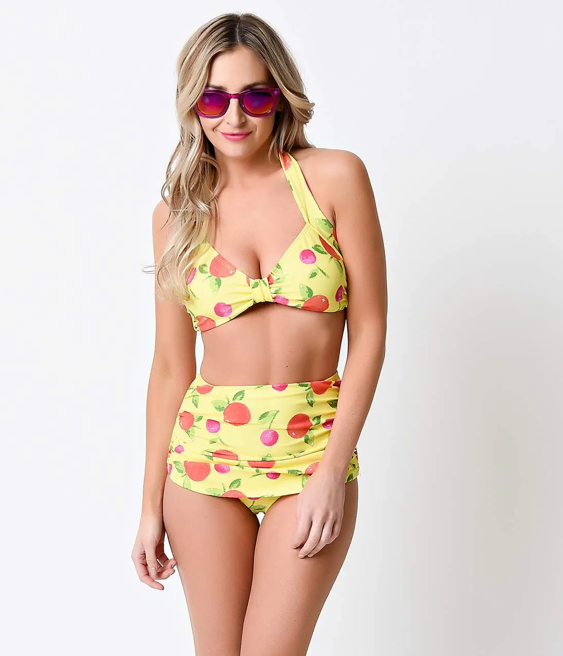 Esther Williams 1950s Yellow Delicious High Waist Retro Swim Bottoms sold by Unique Vintage product image thumbnail 4