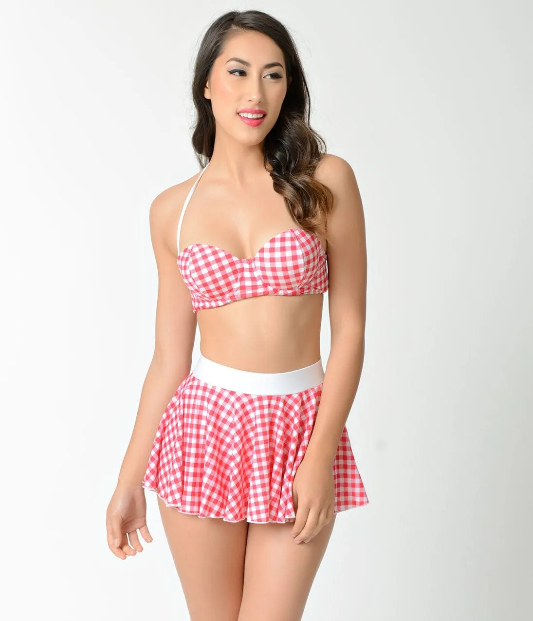 Bettie Page 1950s Pin-Up Red & White Gingham Bikini Top sold by Unique Vintage product image thumbnail 4