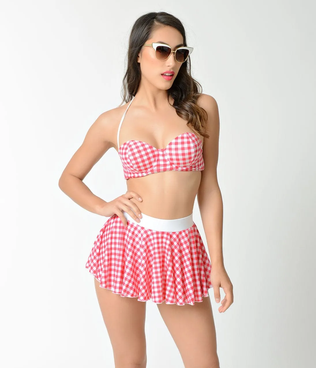 Bettie Page 1950s Pin-Up Red & White Gingham Bikini Top sold by Unique Vintage product image thumbnail 5