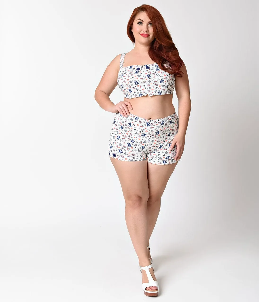 Girl Howdy Plus Size Vintage High Waist Marina Swim Shorts sold by Unique Vintage