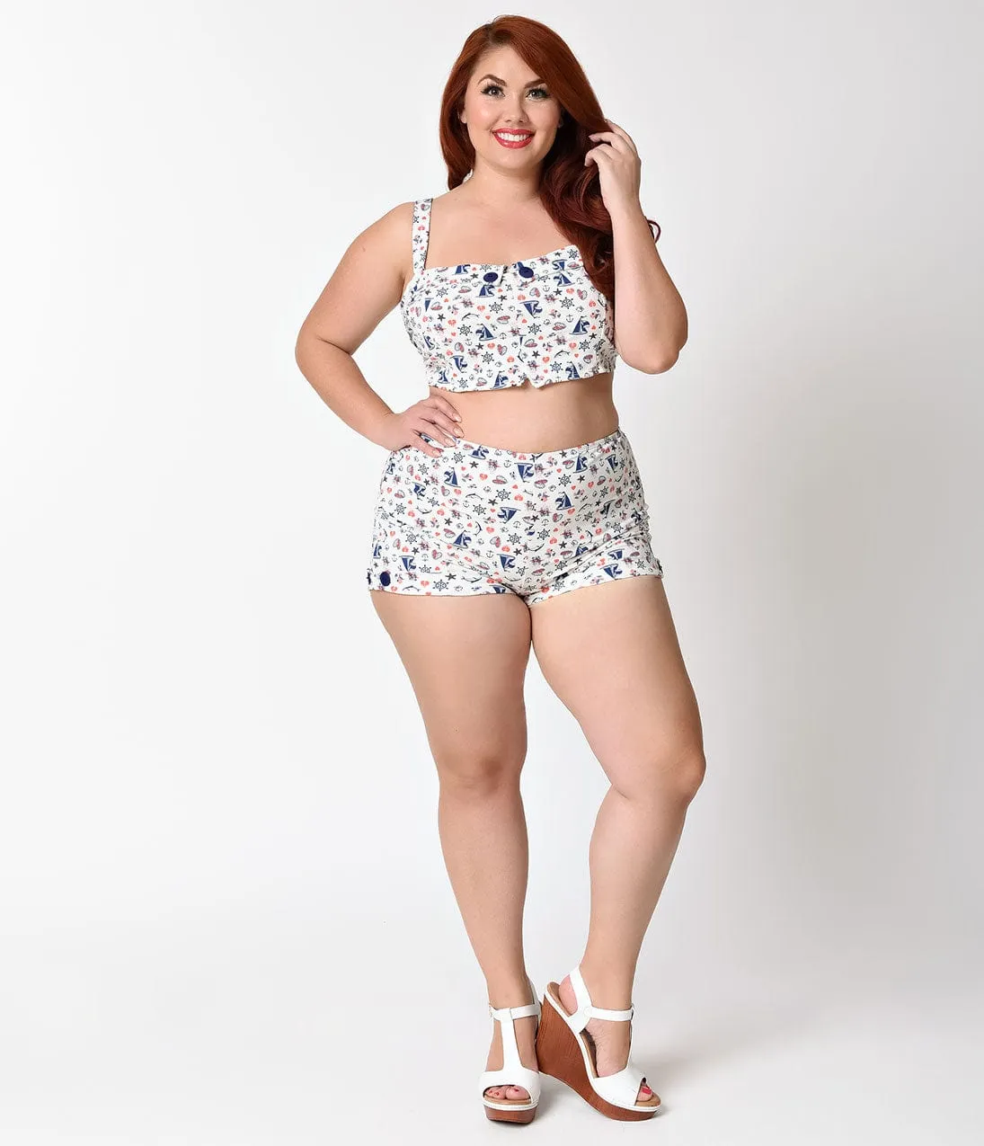 Girl Howdy Plus Size Vintage High Waist Marina Swim Shorts sold by Unique Vintage product image thumbnail 5