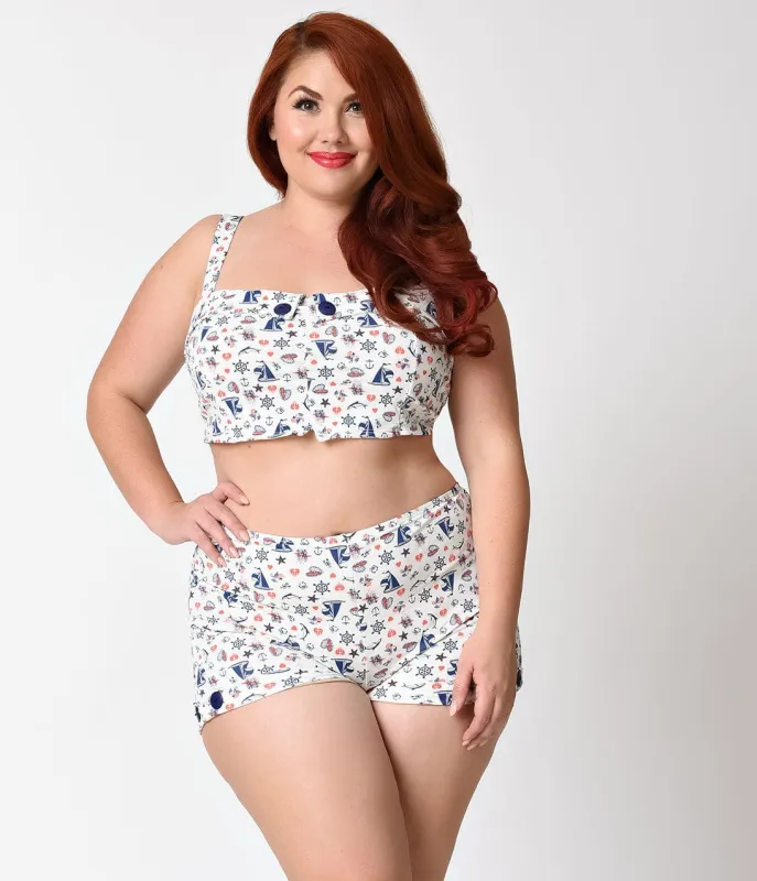 Girl Howdy Plus Size Vintage High Waist Marina Swim Top made by Unique Vintage