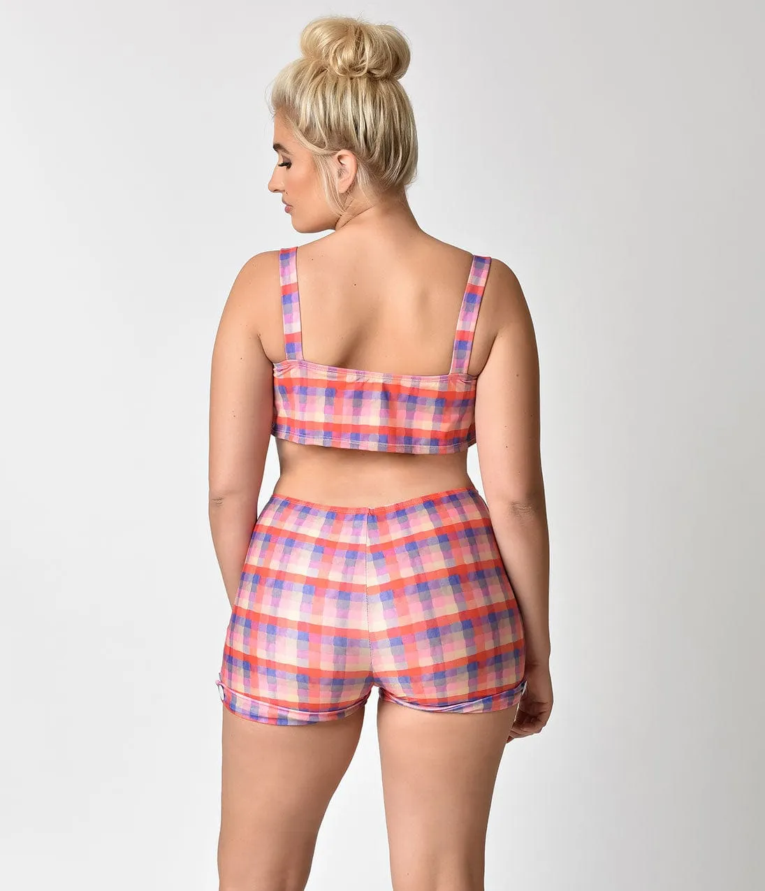 Girl Howdy Retro Pin-Up Plus Size High Waist Plaid Prue Swim Shorts sold by Unique Vintage product image thumbnail 5