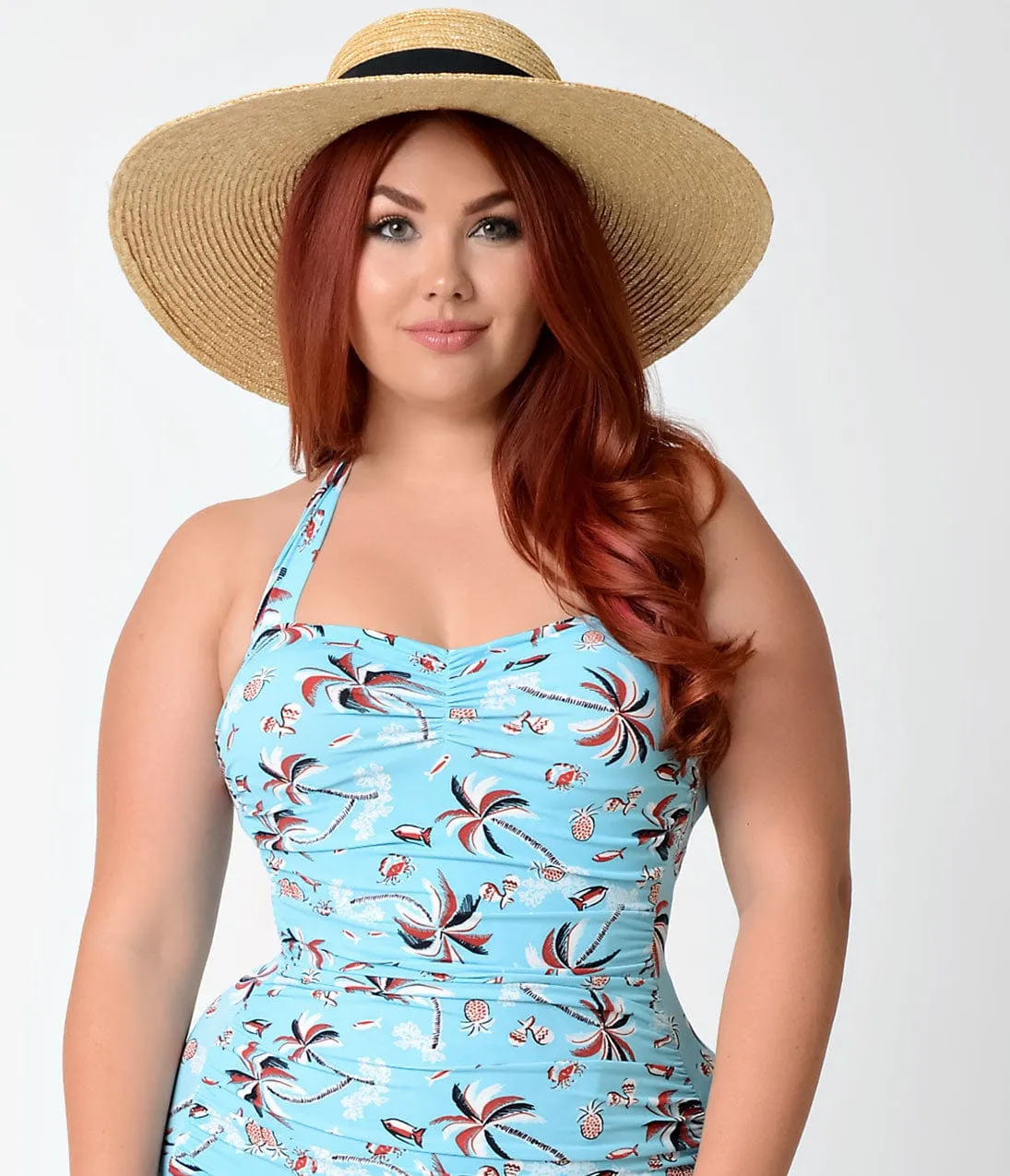 Esther Williams Plus Size Vintage Style Pin Up Palm Tree Print Swimsuit sold by Unique Vintage product image thumbnail 4