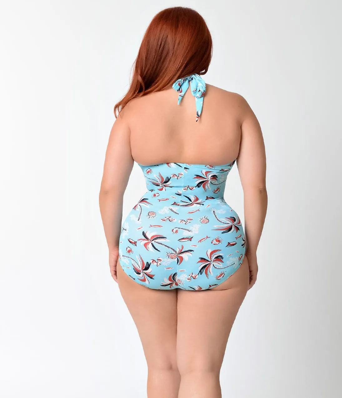 Esther Williams Plus Size Vintage Style Pin Up Palm Tree Print Swimsuit sold by Unique Vintage product image thumbnail 5