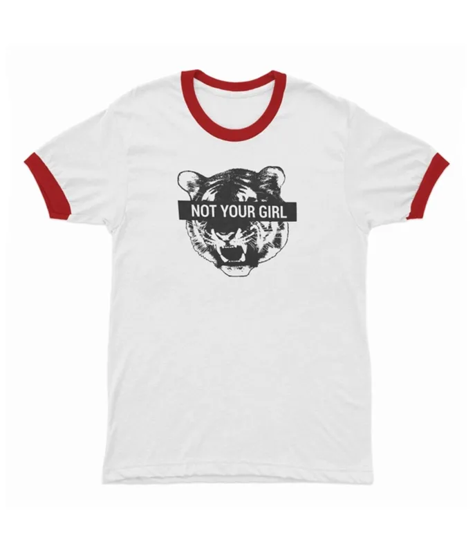 Tiger Not Your Girl Ringer Graphic Tee made by Unique Vintage
