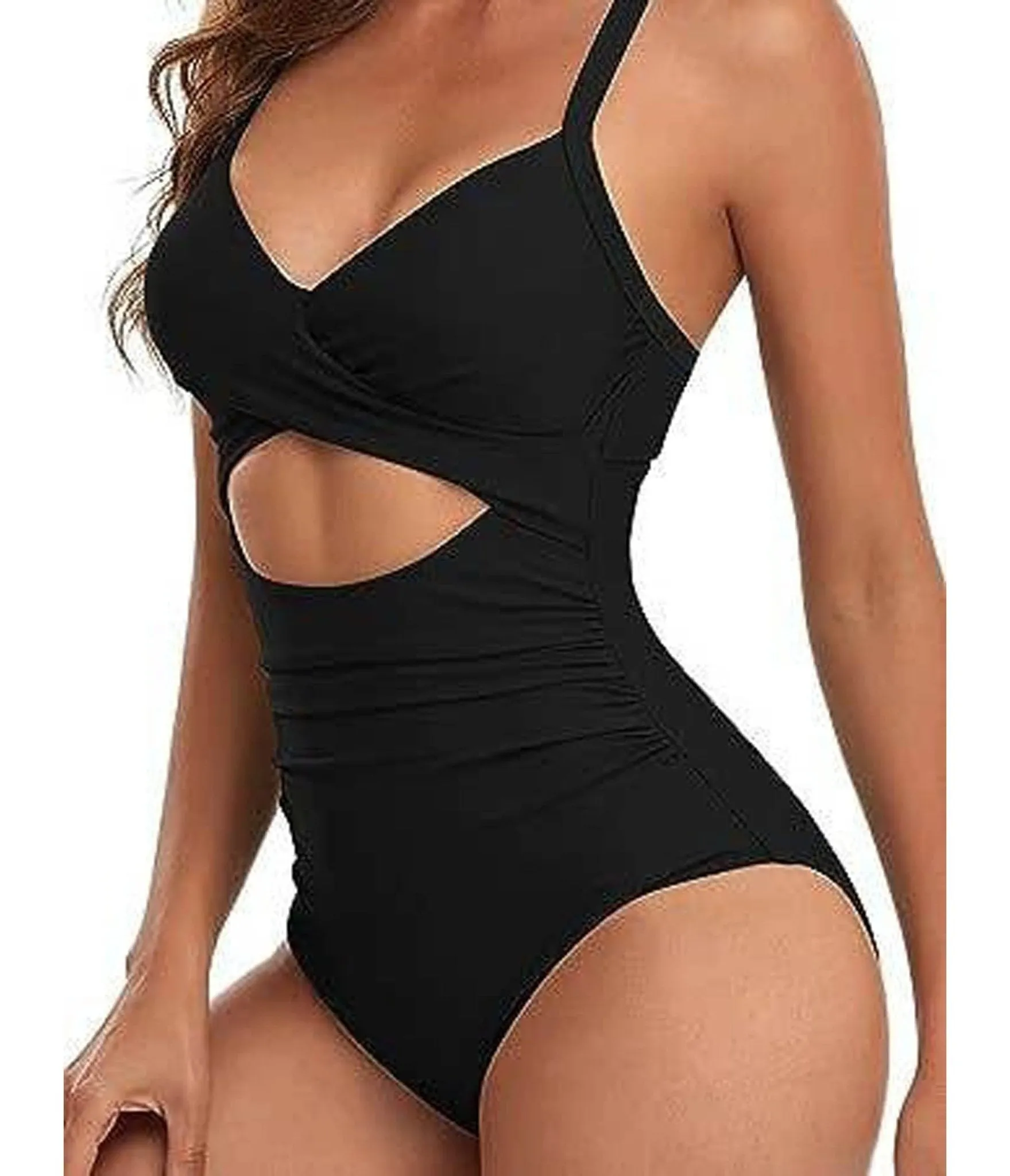 Black Halter Cutout One Piece Swimsuit sold by Unique Vintage product image thumbnail 3