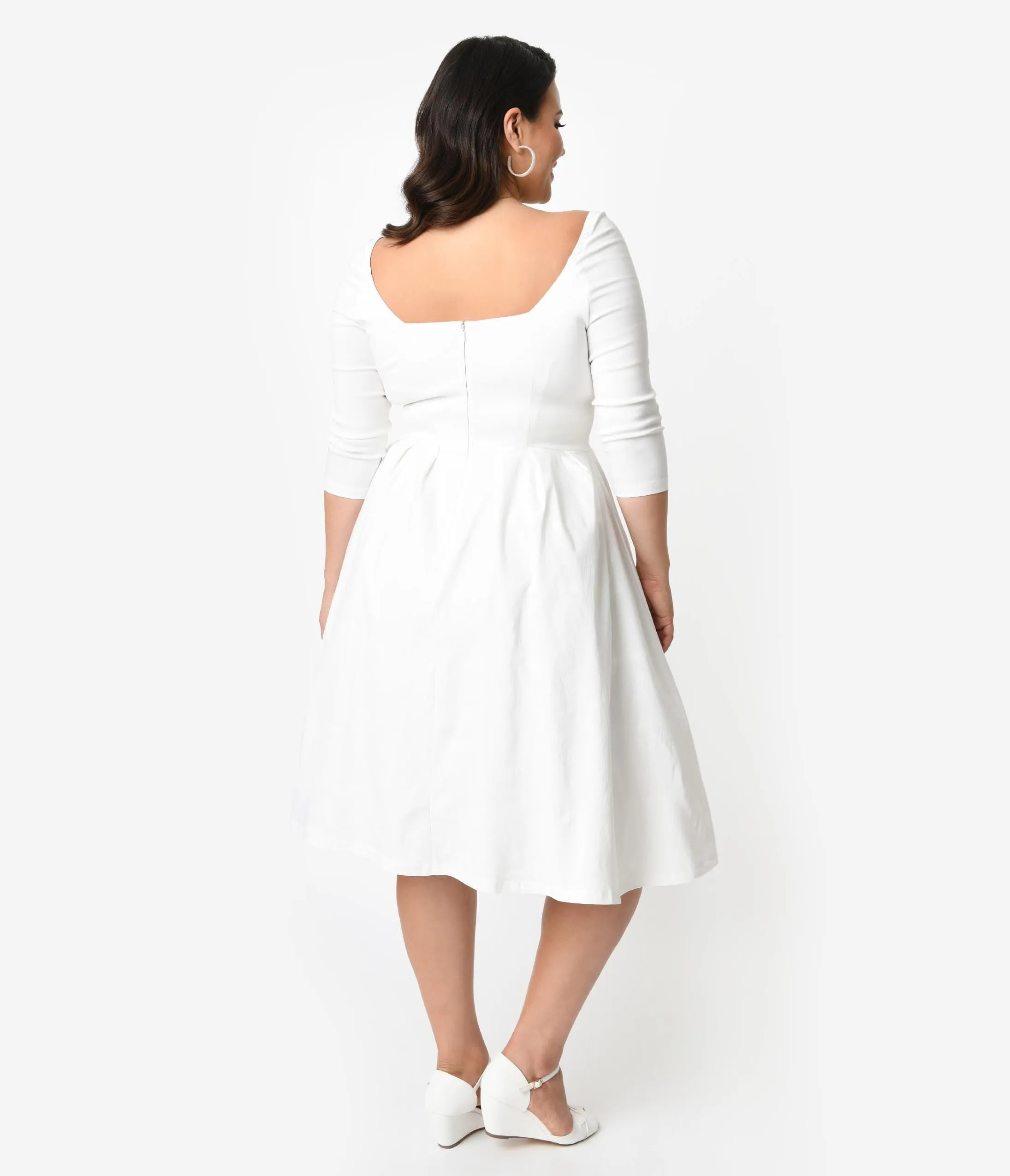 Unique Vintage Plus Size 1950s Style Ivory Bengaline Sweetheart Lamar Swing Dress sold by Unique Vintage product image thumbnail 2
