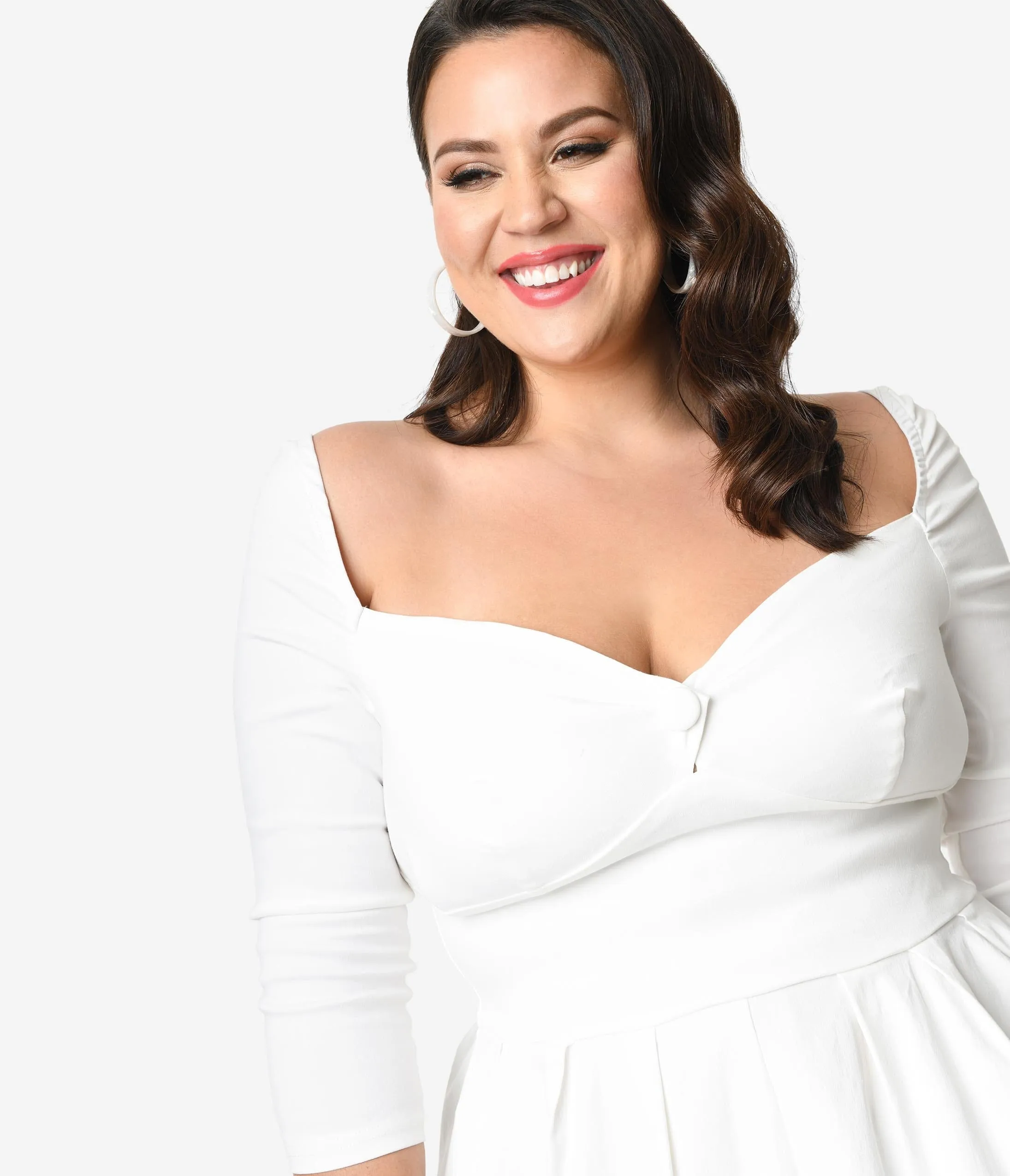 Unique Vintage Plus Size 1950s Style Ivory Bengaline Sweetheart Lamar Swing Dress sold by Unique Vintage product image thumbnail 3