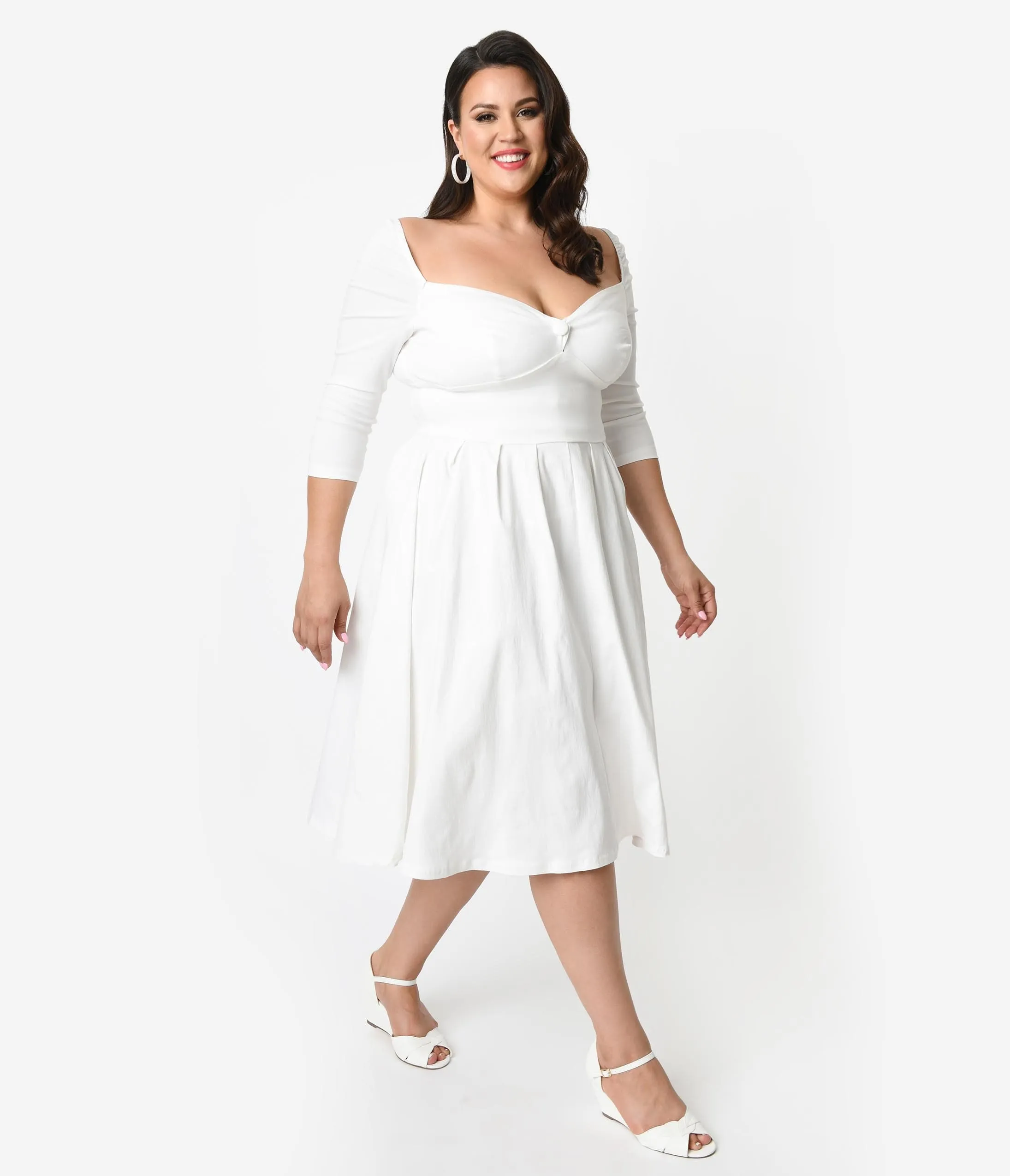 Unique Vintage Plus Size 1950s Style Ivory Bengaline Sweetheart Lamar Swing Dress sold by Unique Vintage product image thumbnail 4