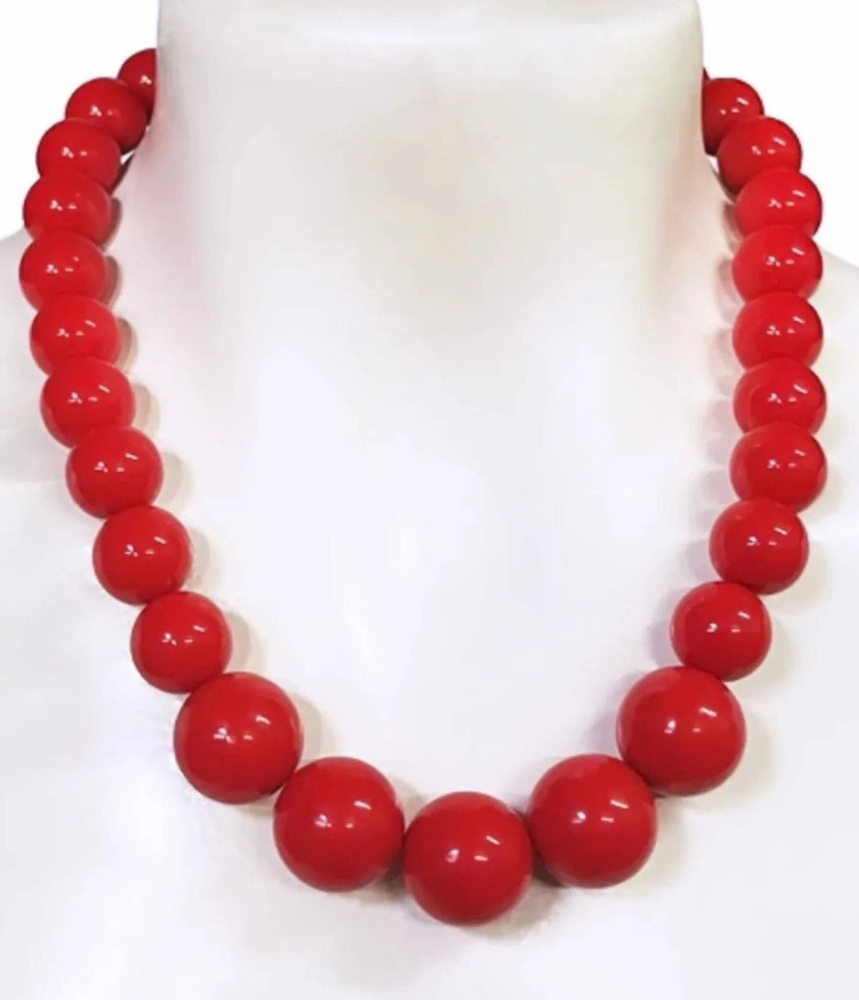Red Jawbreaker Beaded Necklace sold by Unique Vintage