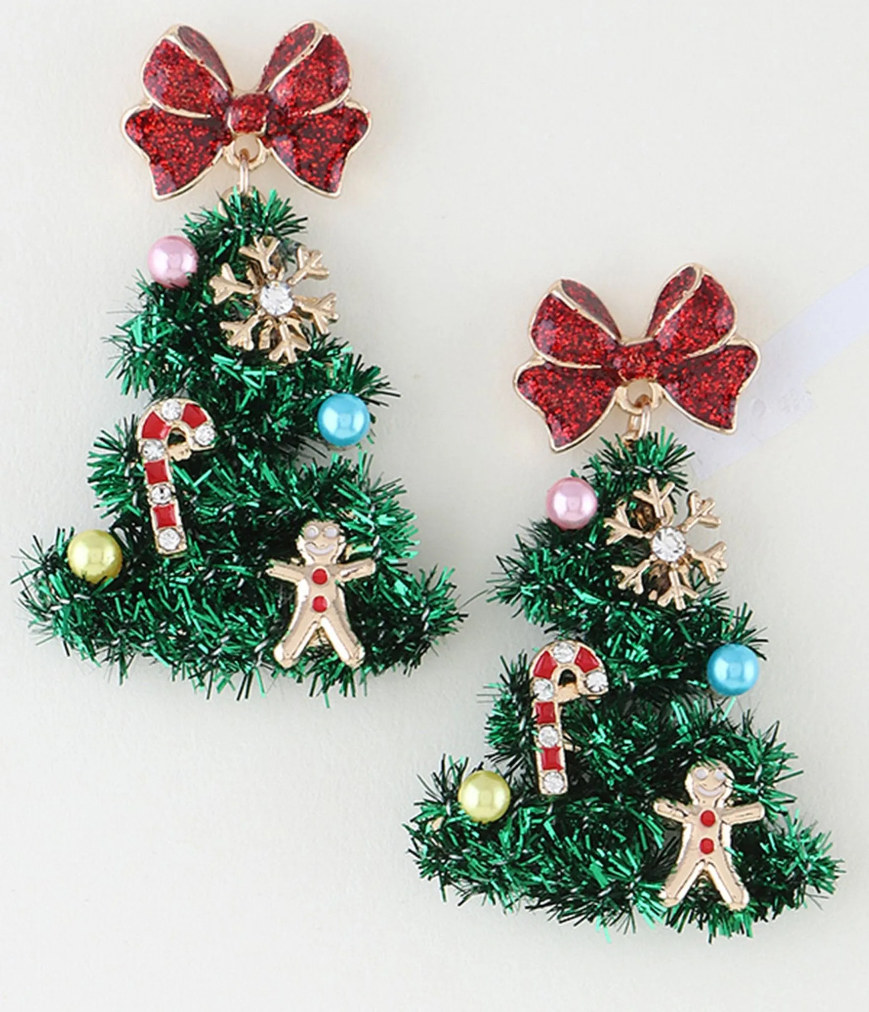 Ribbon Christmas Tree Drop Earrings sold by Unique Vintage