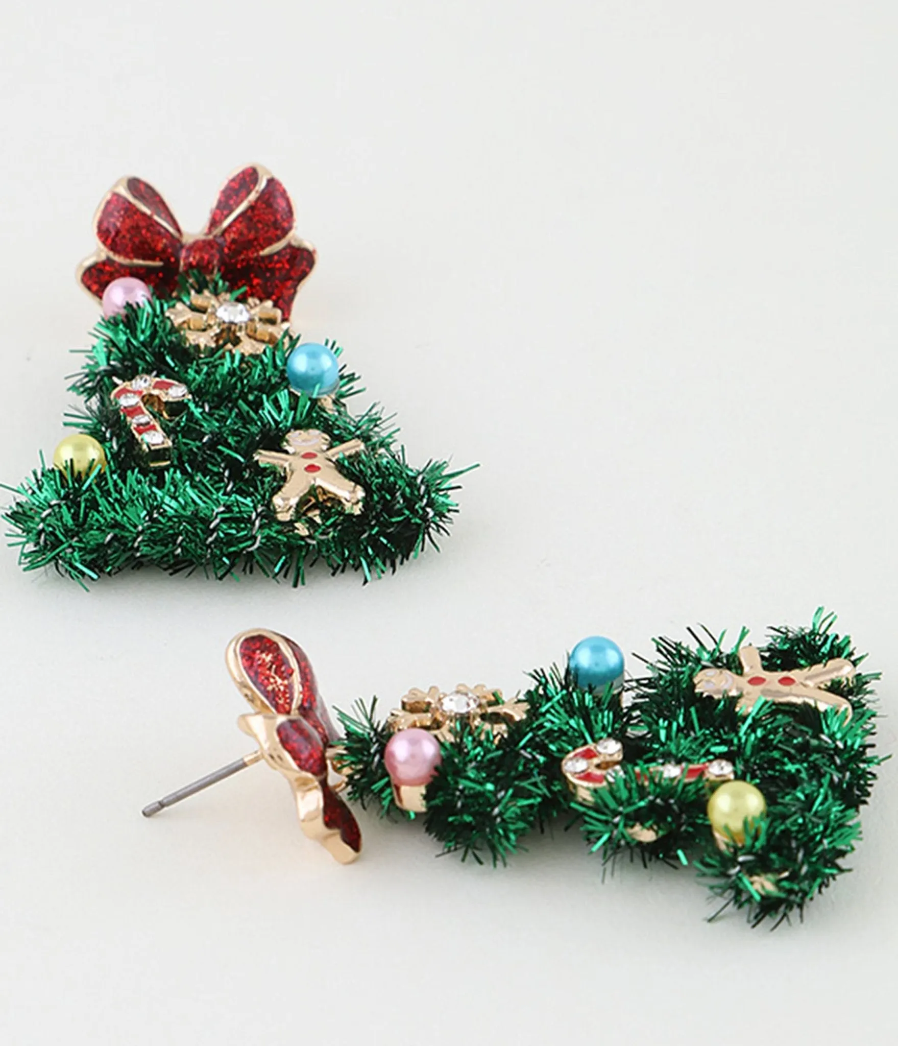 Ribbon Christmas Tree Drop Earrings sold by Unique Vintage product image thumbnail 3