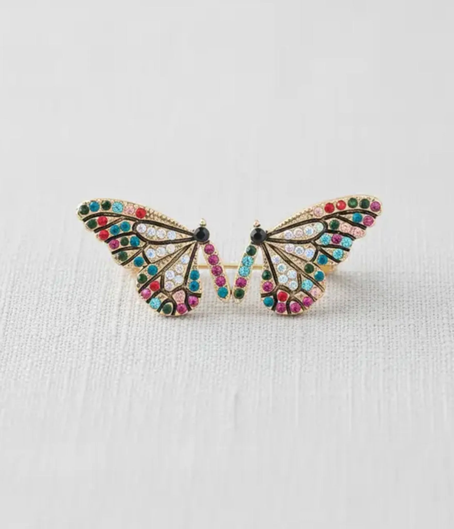 Multicolor Crystal Butterfly Stud Earrings sold by Unique Vintage